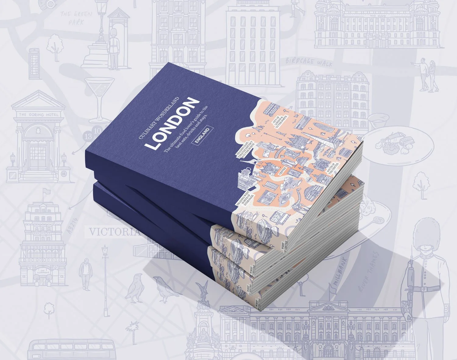 Hand-drawn illustrated map of London book