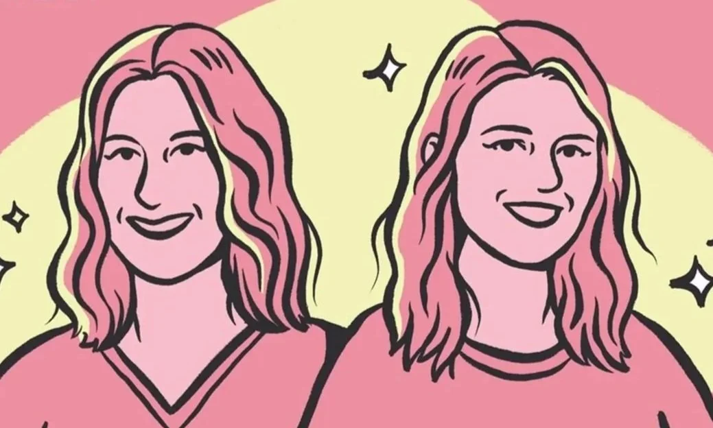 Illustrated portrait of Sarah and Amy