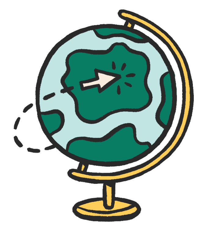 Hand-illustrated globe of the world