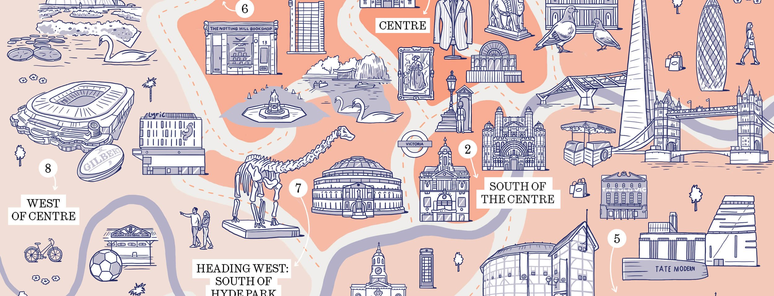 Hand-drawn illustrated map of London