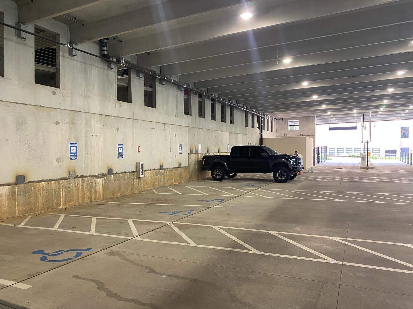 Swipe for the after -&gt;
Georgia Tech DeLaney Parking Deck restripe coming to a close!