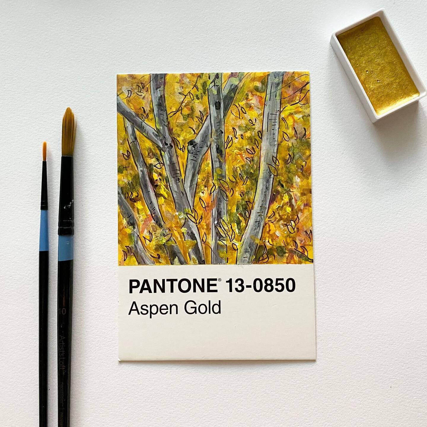 2/30
Trees...were a mistake...hahaha, here&rsquo;re some gold Aspen trees for an Aspen Gold pantone swatch 🍂 I kind of hate this one lol but let&rsquo;s see if I can figure trees out by the end of this challenge 😵
.
.
.
.
.
.
.

#goldleaves #trees 