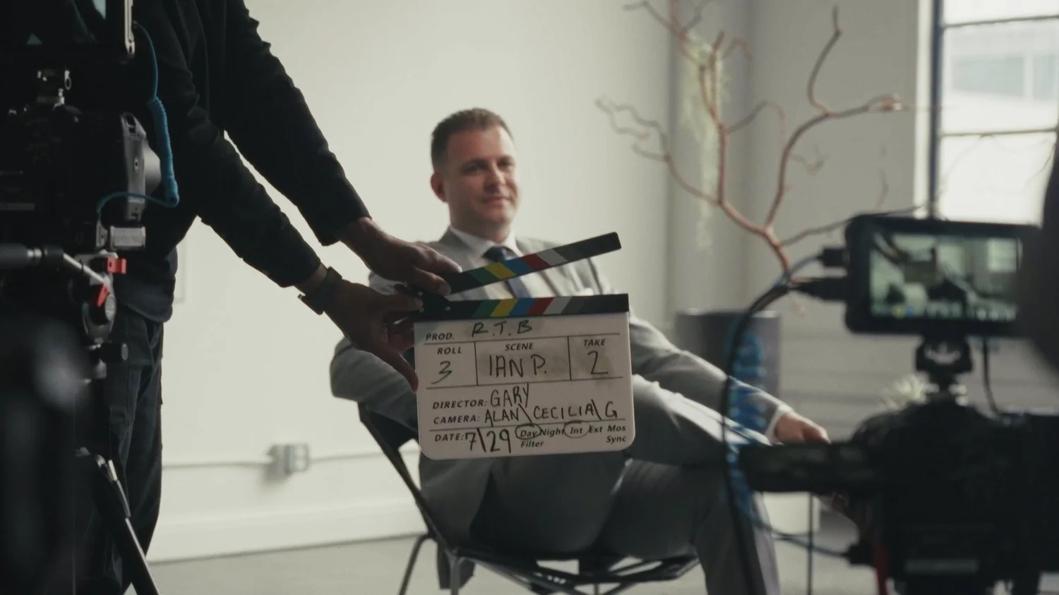 Behind the scenes on a film set