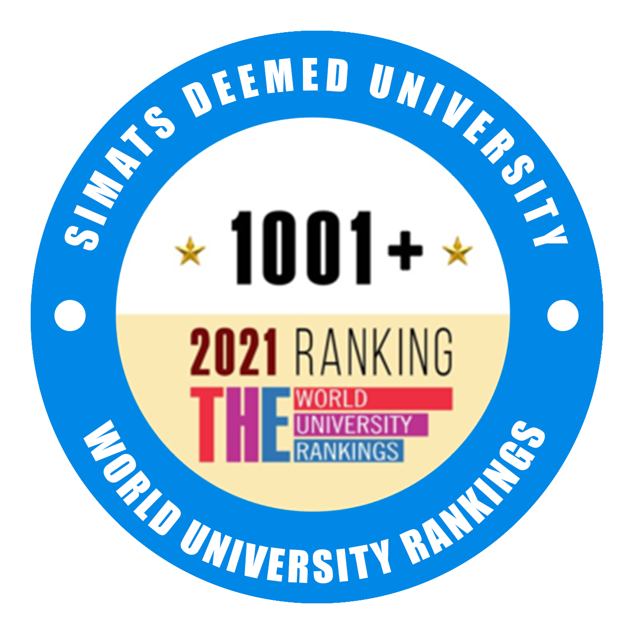 World University Ranking: SIMATS is ranked 1001+ out of 1000 Private and Public Universities ranked by the World University Rankings overall. Hence, we are one of the Private Universities in the Country to get a World University Ranking. 