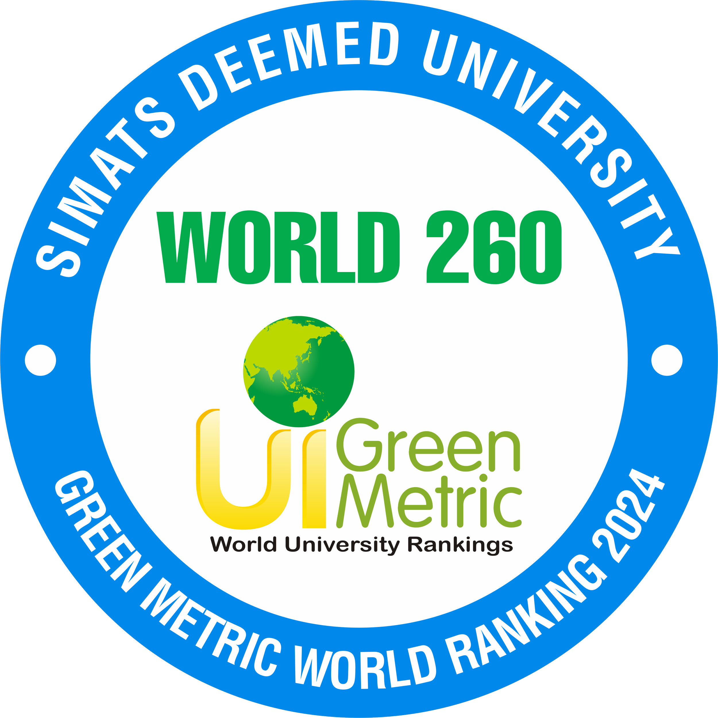 SIMATS is proud to be ranked among the top 10 Indian Universities in the UI GREEN METRIC 2024.