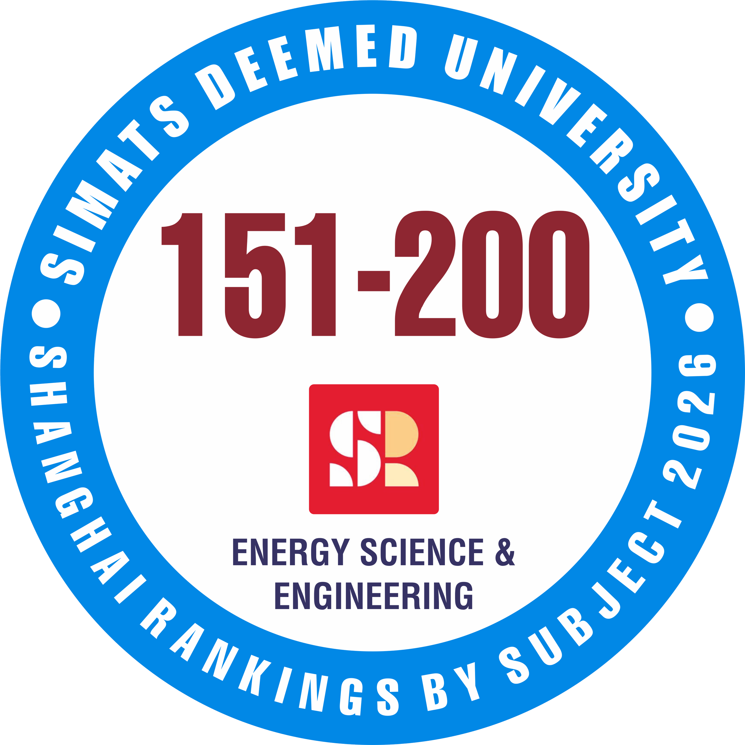 SIMATS has secured a world rank of 151–200 and achieved the prestigious National No. 1 position. This milestone demonstrates leadership in renewable energy, energy efficiency, and sustainable engineering solutions.