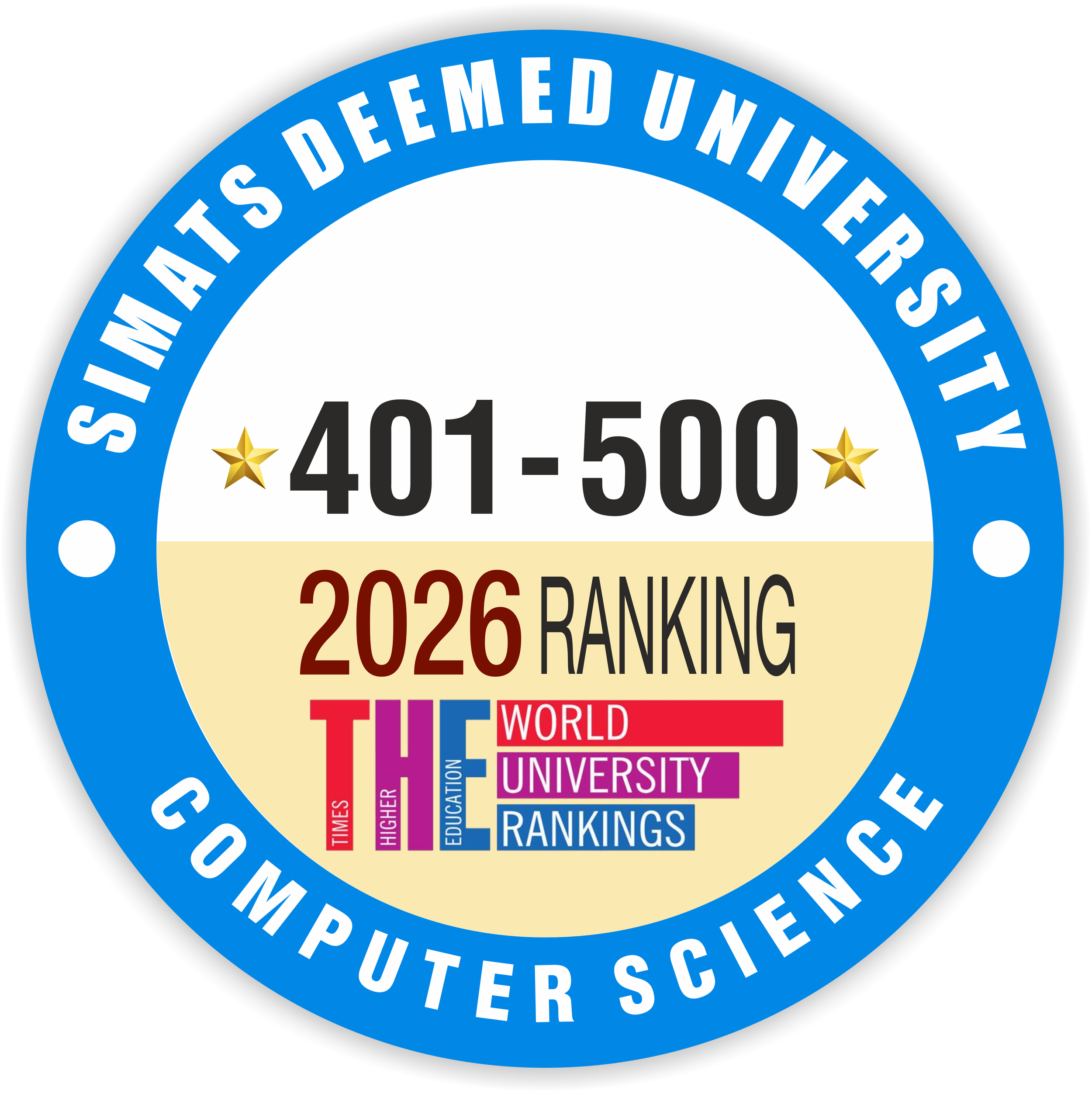 Ranked 11th in India in the THE Subject Rankings 2026, within the 401–500 global band, showcasing growing strength in AI, computing research, and technology-driven learning.