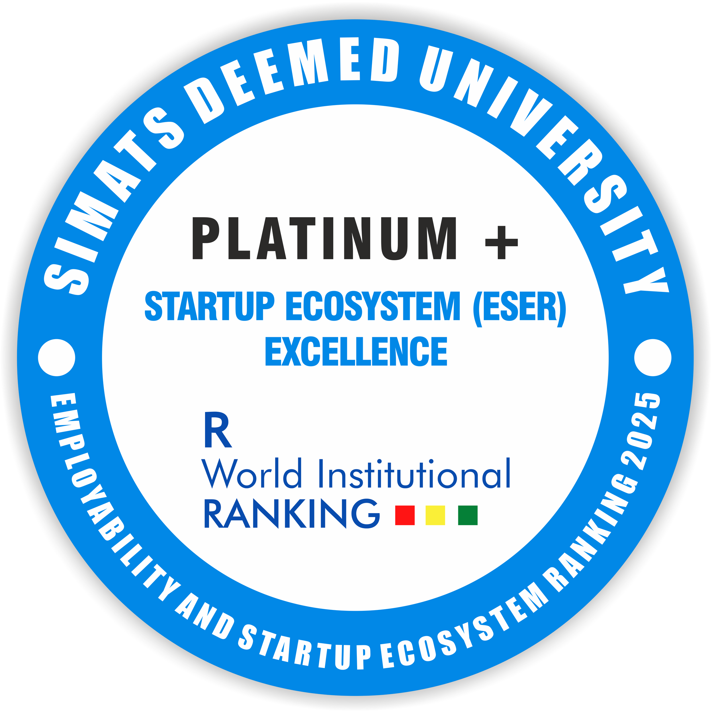 SIMATS has been recognized with the prestigious Platinum+ Band in the India Employability & Startup Ecosystem Ranking 2025. This achievement reflects the university’s strong commitment to innovation, entrepreneurship development, industry-aligned tra