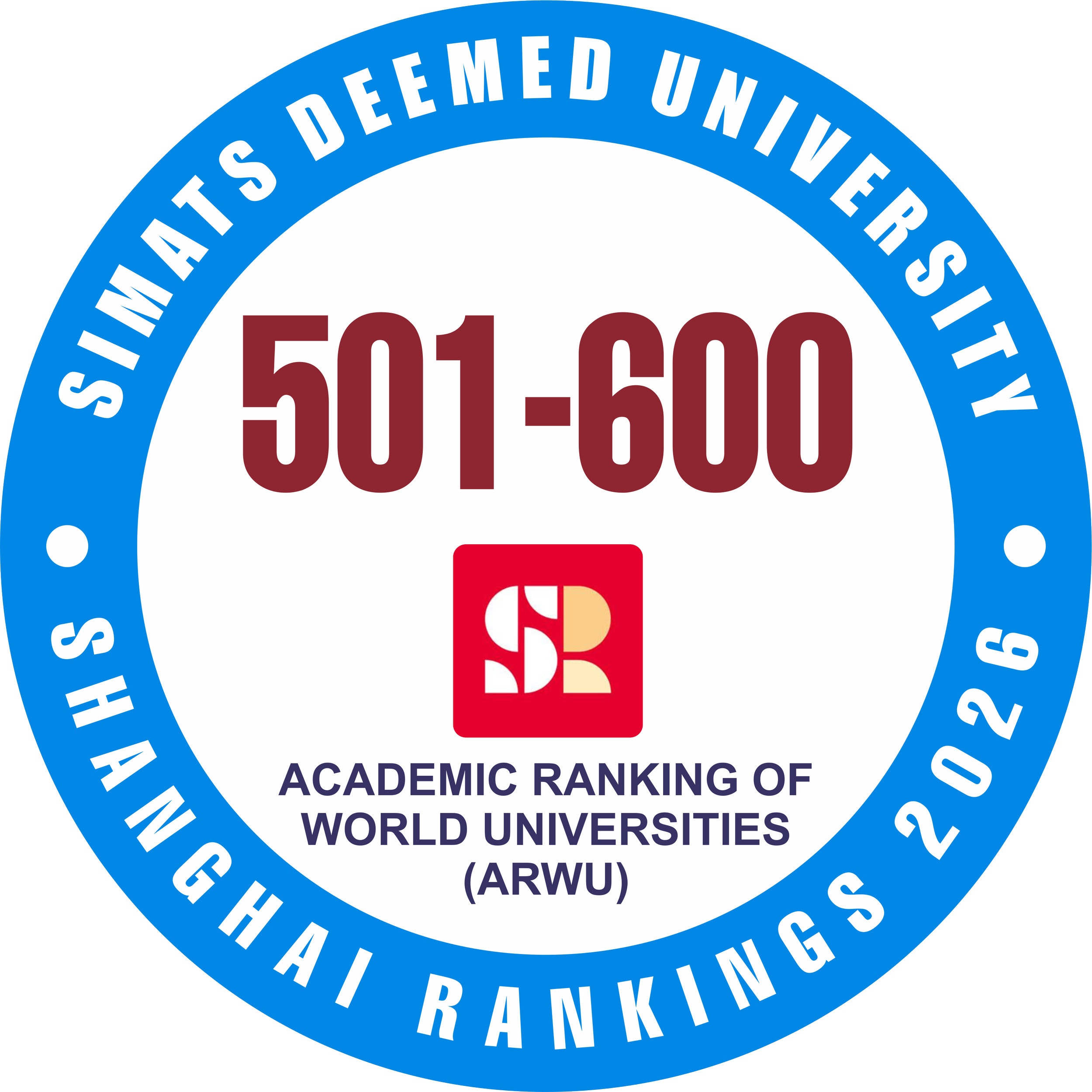 SIMATS is ranked the No. 1 university in India in the Shanghai Ranking Academic Ranking of World Universities (ARWU). This recognition reflects our strong publication record in SCI-Expanded and SSCI-indexed journals and our outstanding per capita aca