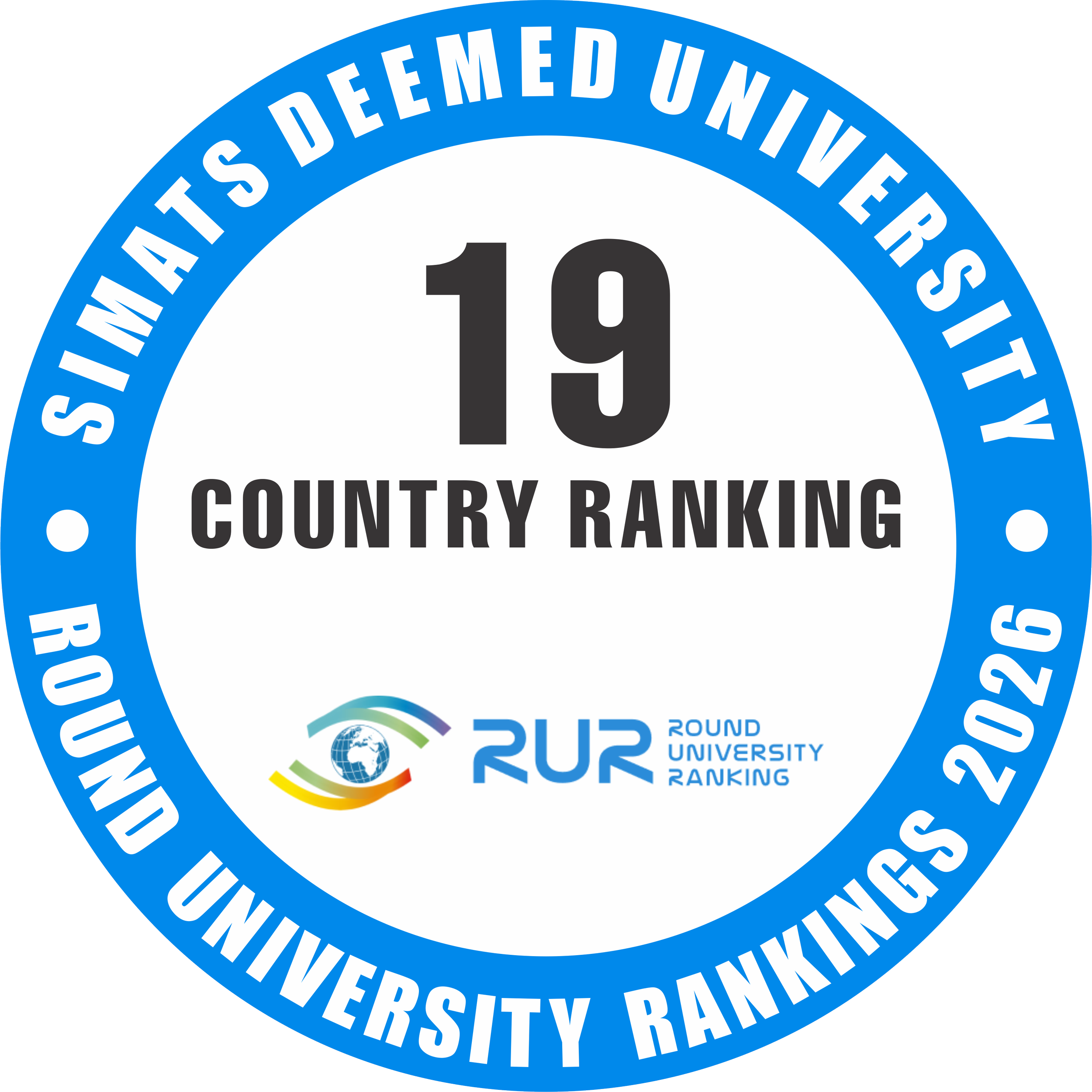 SIMATS has achieved an impressive 19th position in India in the Round University Ranking (RUR) 2026, reflecting its continued excellence in teaching, research, and academic performance. This recognition further strengthens SIMATS’ standing among the 