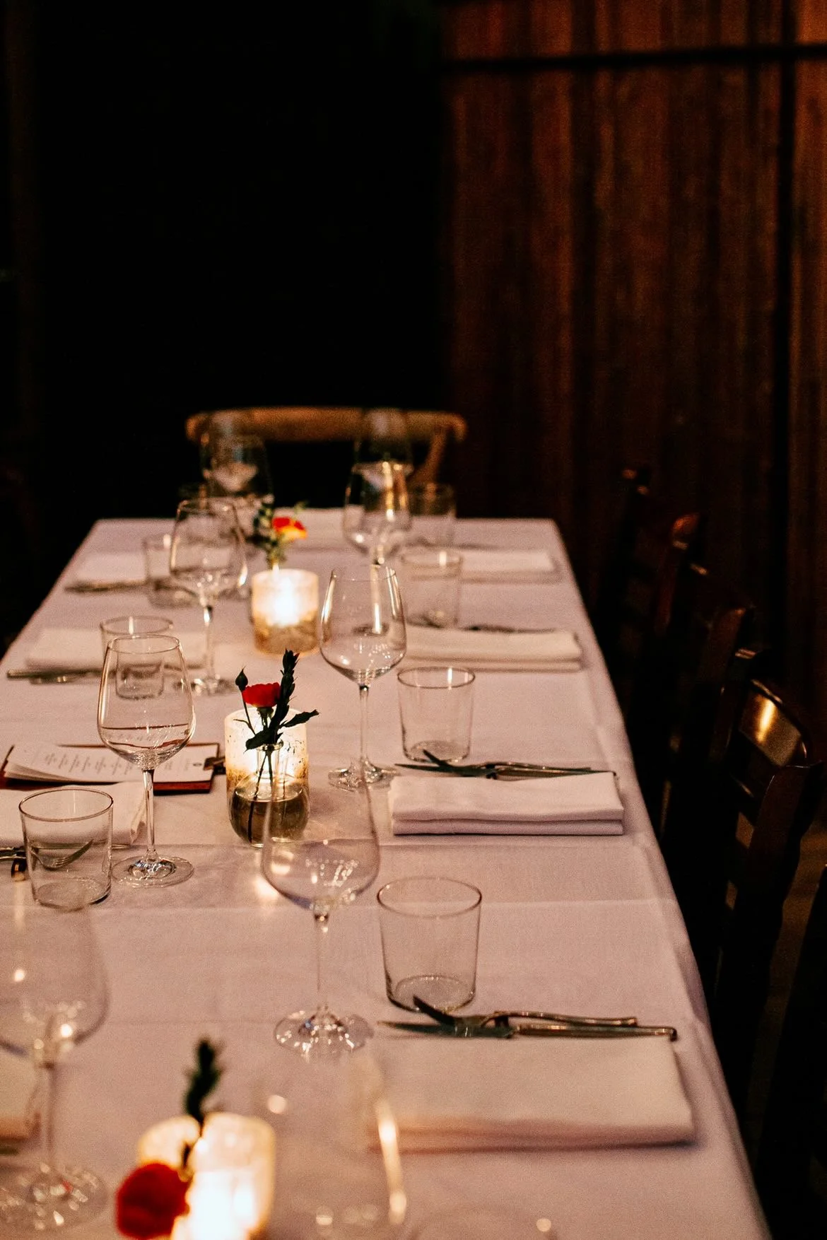 A long table set for a private dinner