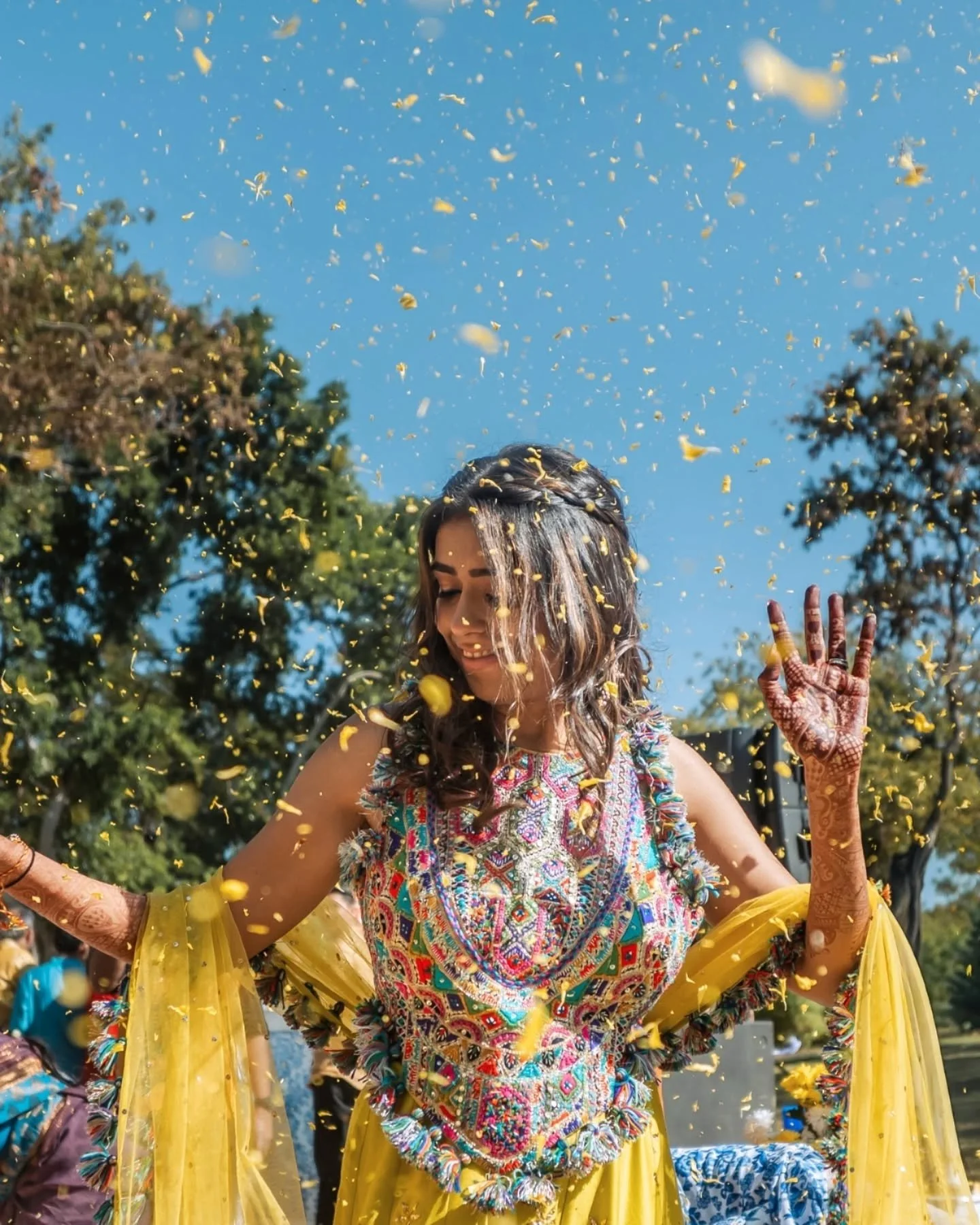 Aditya &amp; Hardika's Haldi was nothing but raw joy and zero holding back. Heavy dhol beats set the stage for an unforgettable morning. From the energetic entry to faces covered in haldi and an absolute storm of flower petals - we loved capturing th