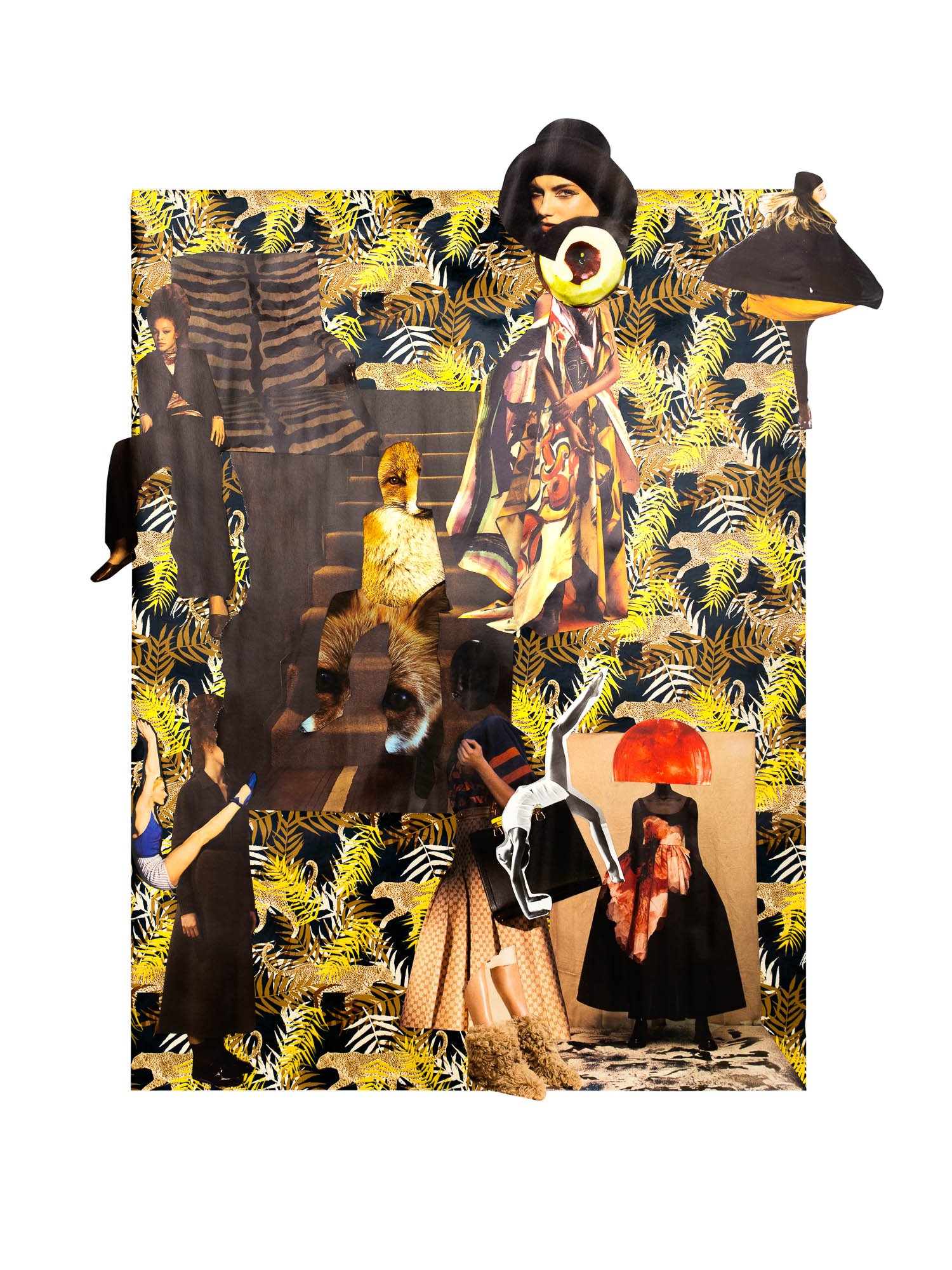 THE FOX, THE STAIRS AND THE SPACES IN BETWEEN | Mixed-media collage