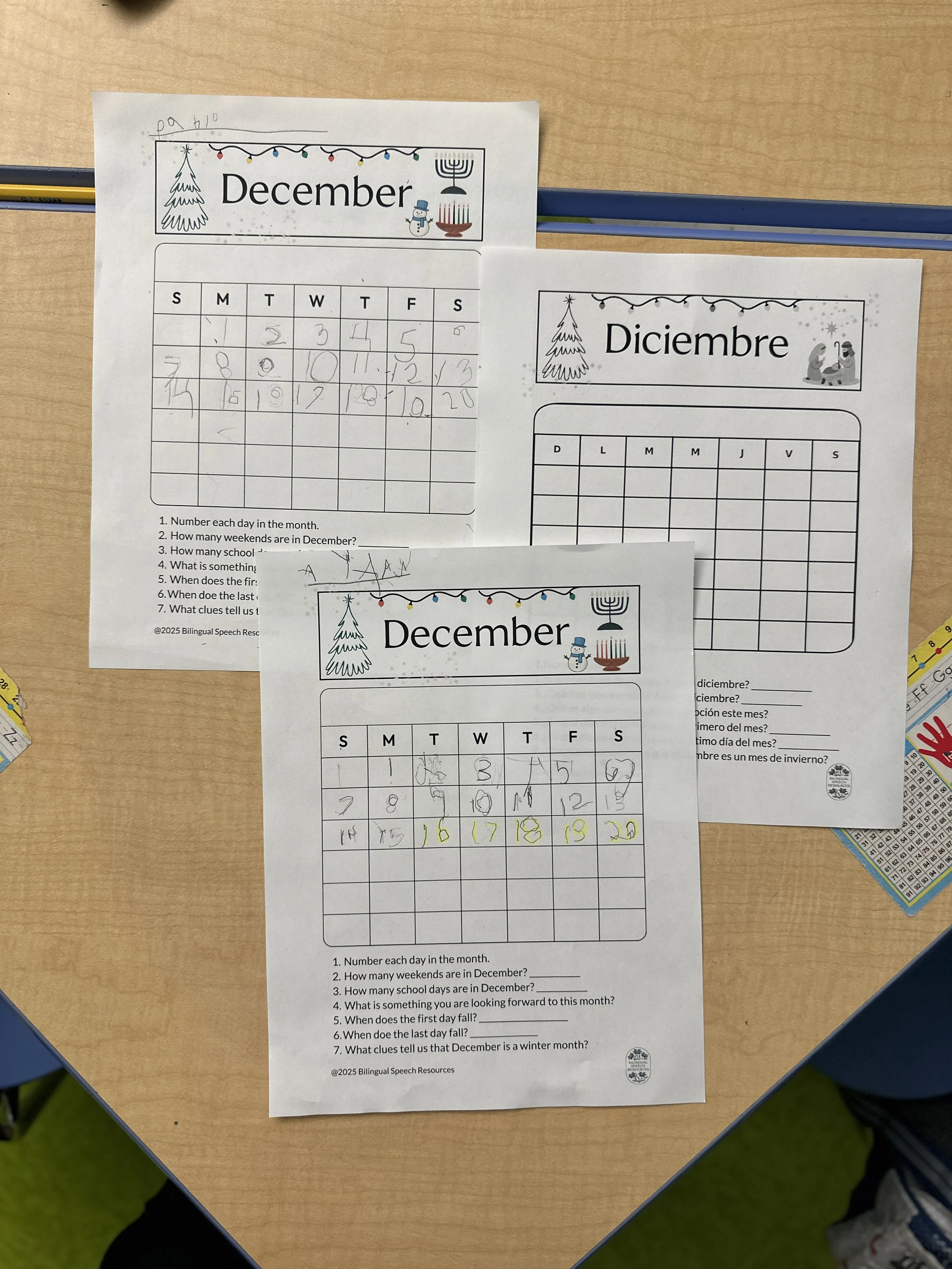 Free No-Prep December Calendar Activity
