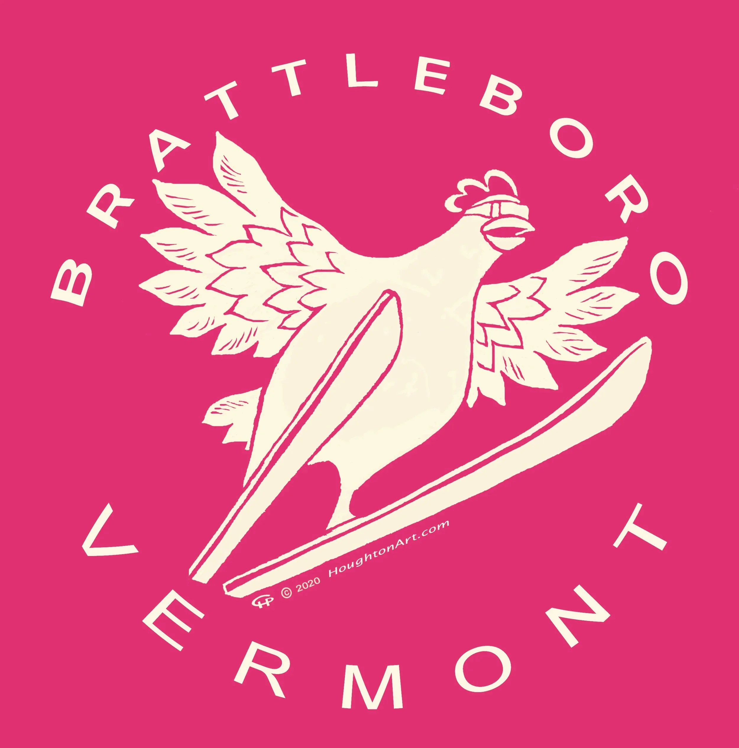 I love the idea of a Chicken really soaring so I designed this for Brattleboro my home town which happens to have a ski Jump. I prefer sledding myself.