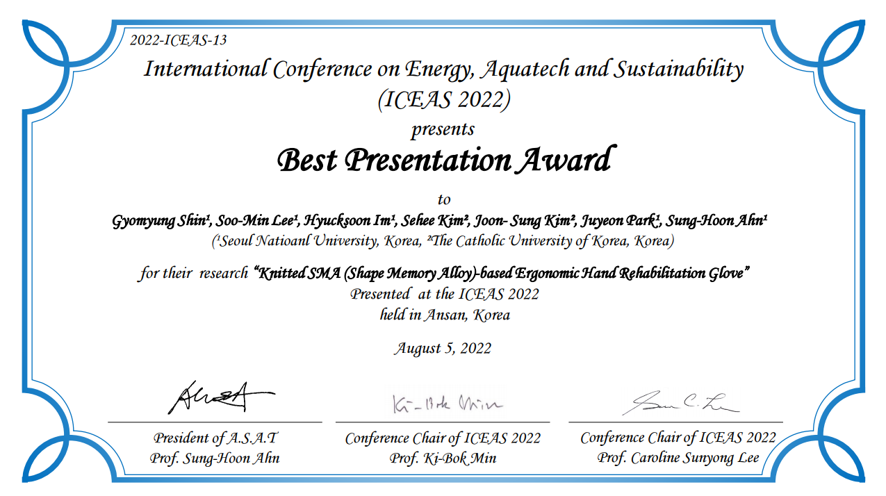 Best Oral Presentation Award at the 2022 ICEAS