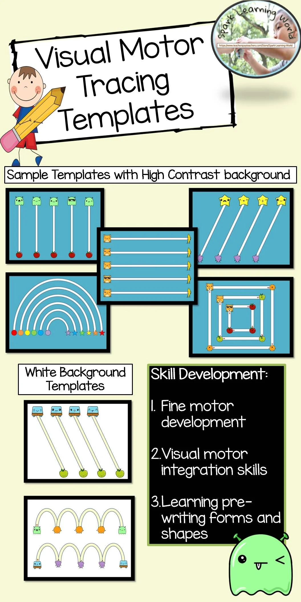 visual motor tracing templates pre writing skills simple forms shape spark learning world