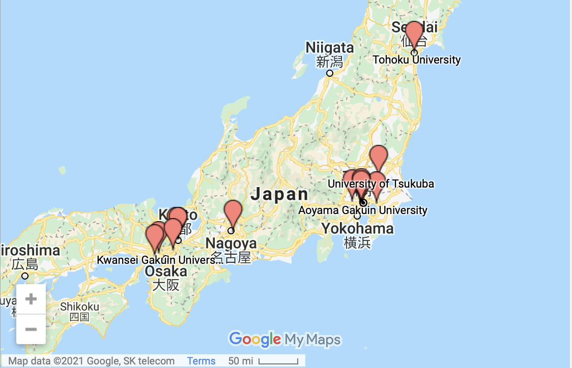 Spring 2014 Bridging Scholars Map