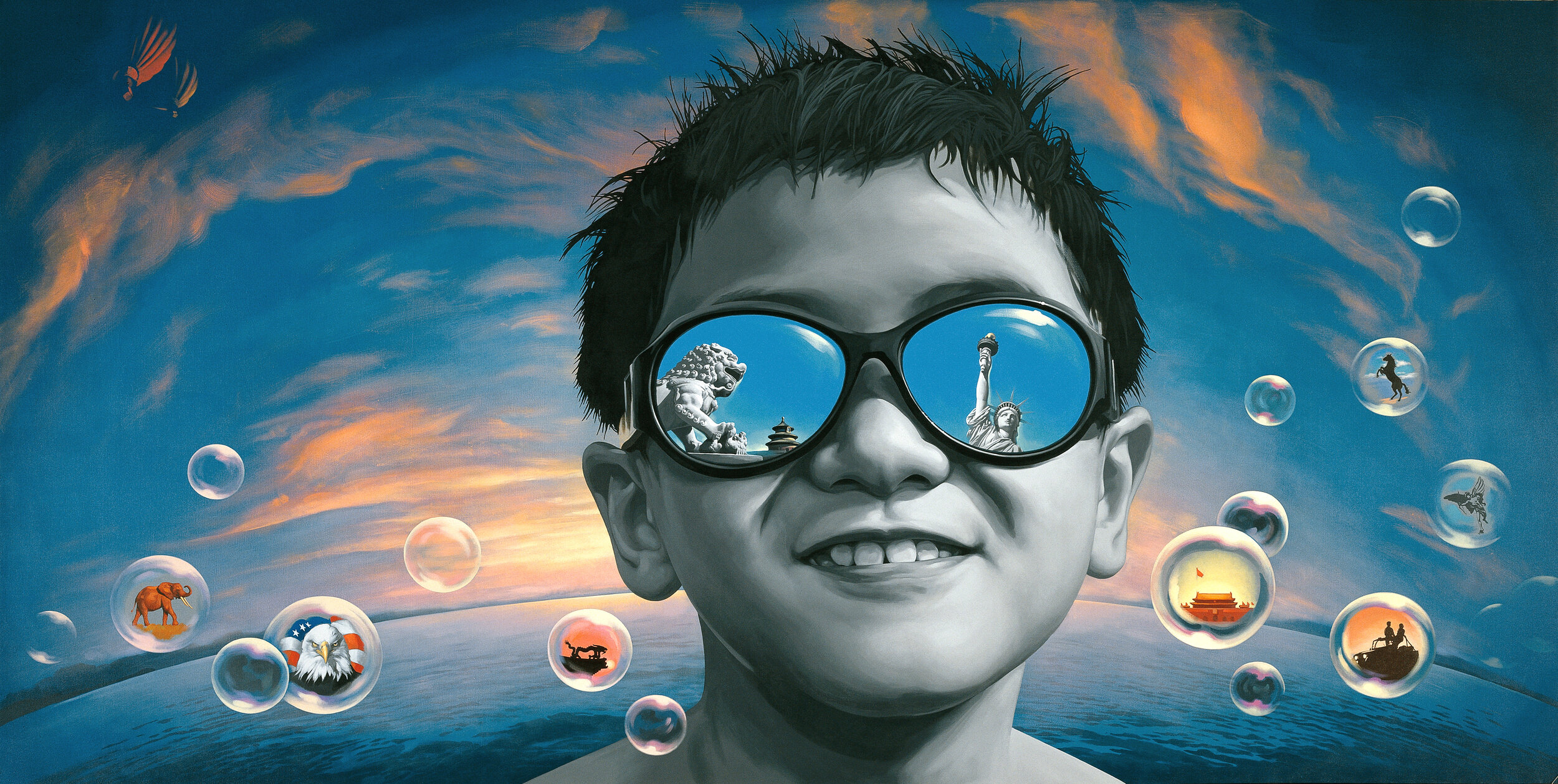 Hello Beijing! Hello New York! Hello Earth! Portrait Landscape No.19. 250cm x 500cm. Acrylic on Canvas. 2009.