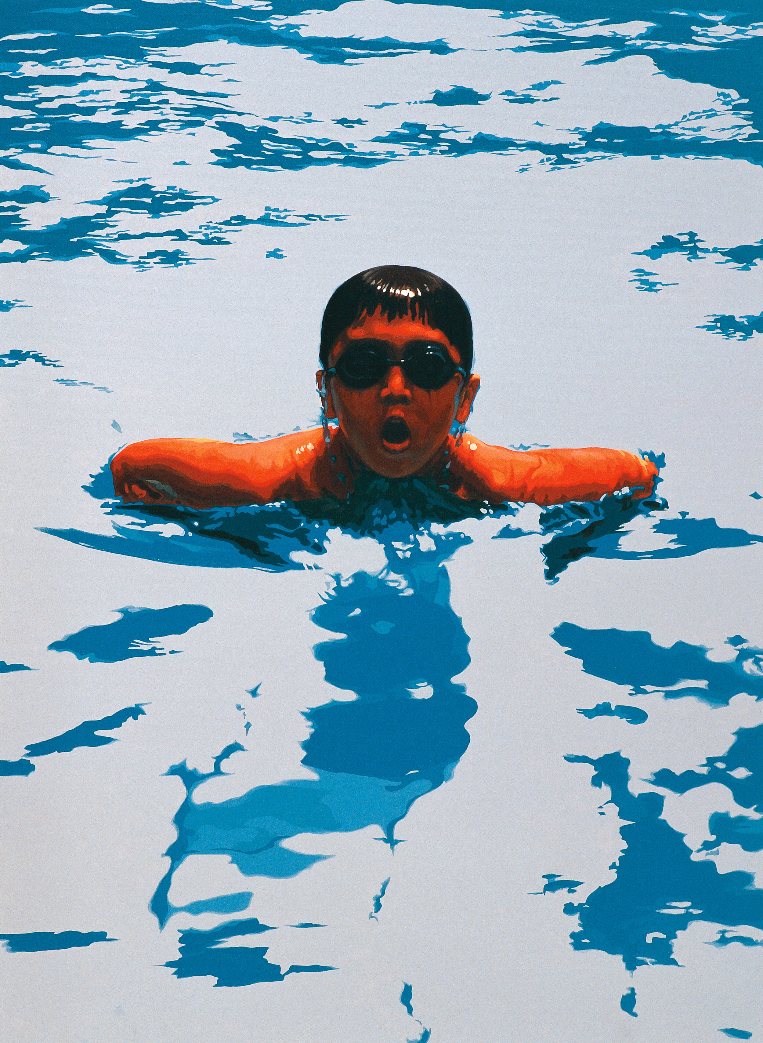 戲水孩童 4號, 150厘米 x 110厘米, 布面丙烯, 2008。