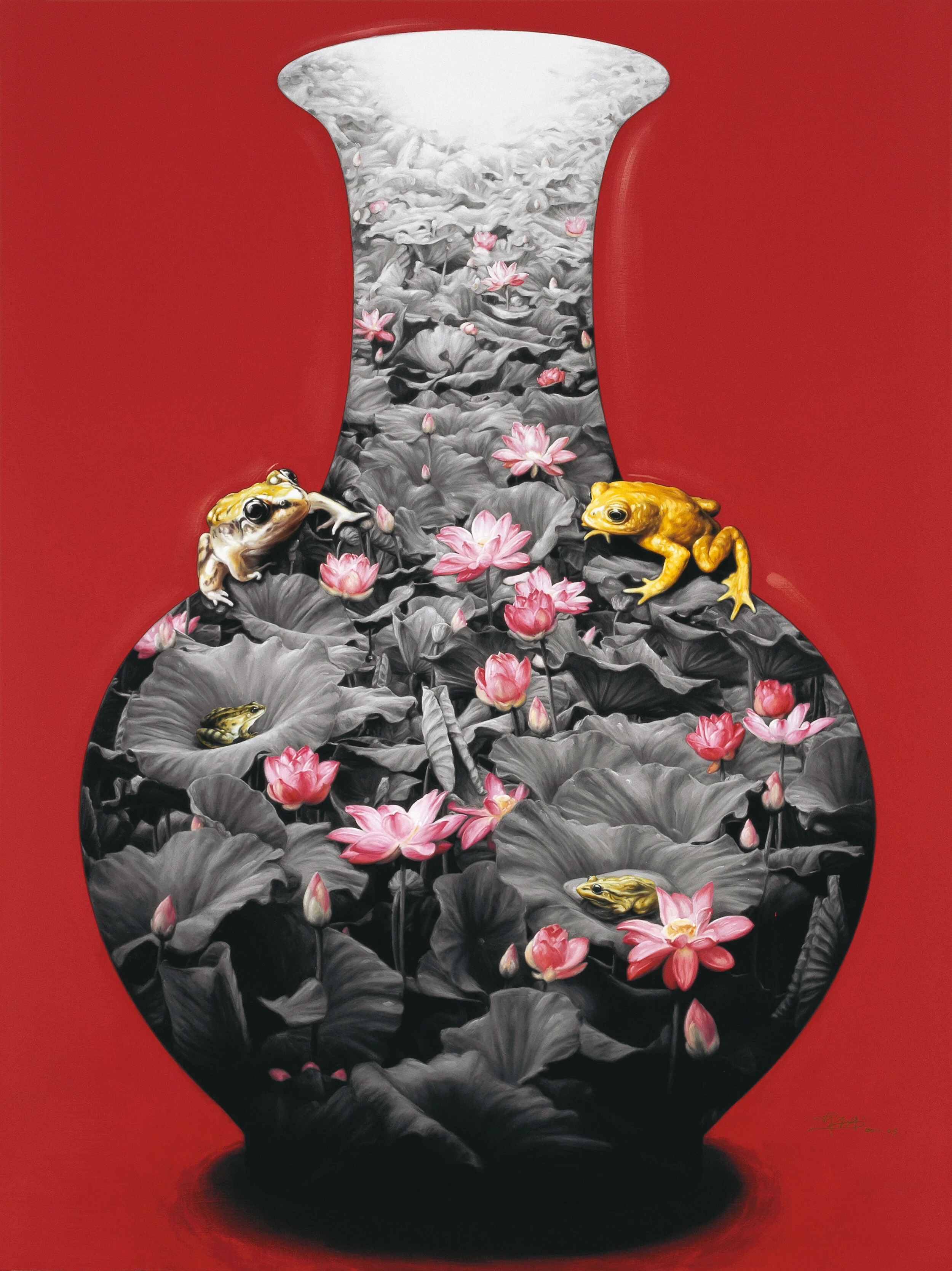 金蟾蜍•古瓷 1號, 160厘米 x 120厘米, 布面油画, 2011。(作畫細節)