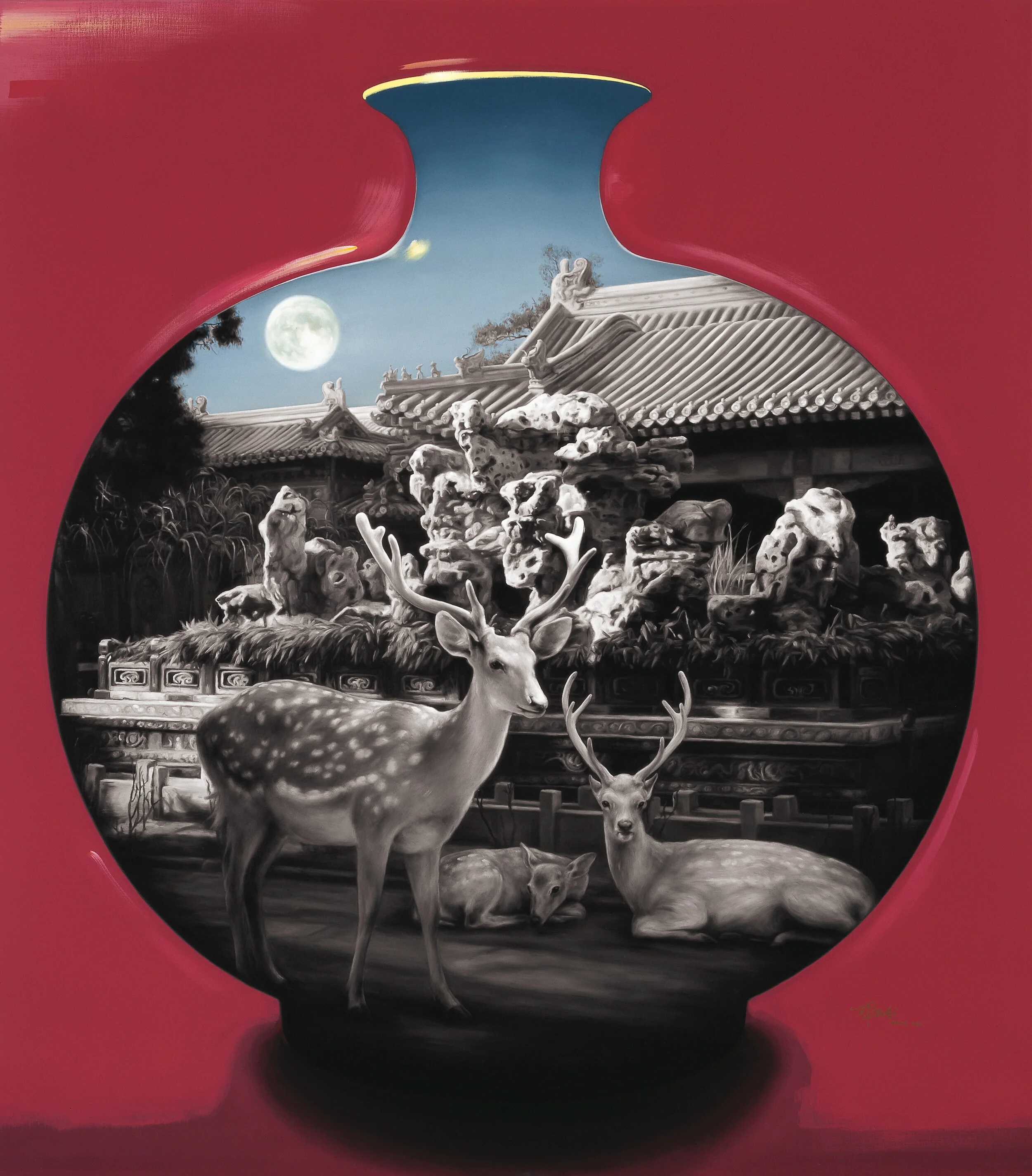 月色鹿苑•古瓷 3號, 170厘米 x 150厘米, 布面油画, 2011。