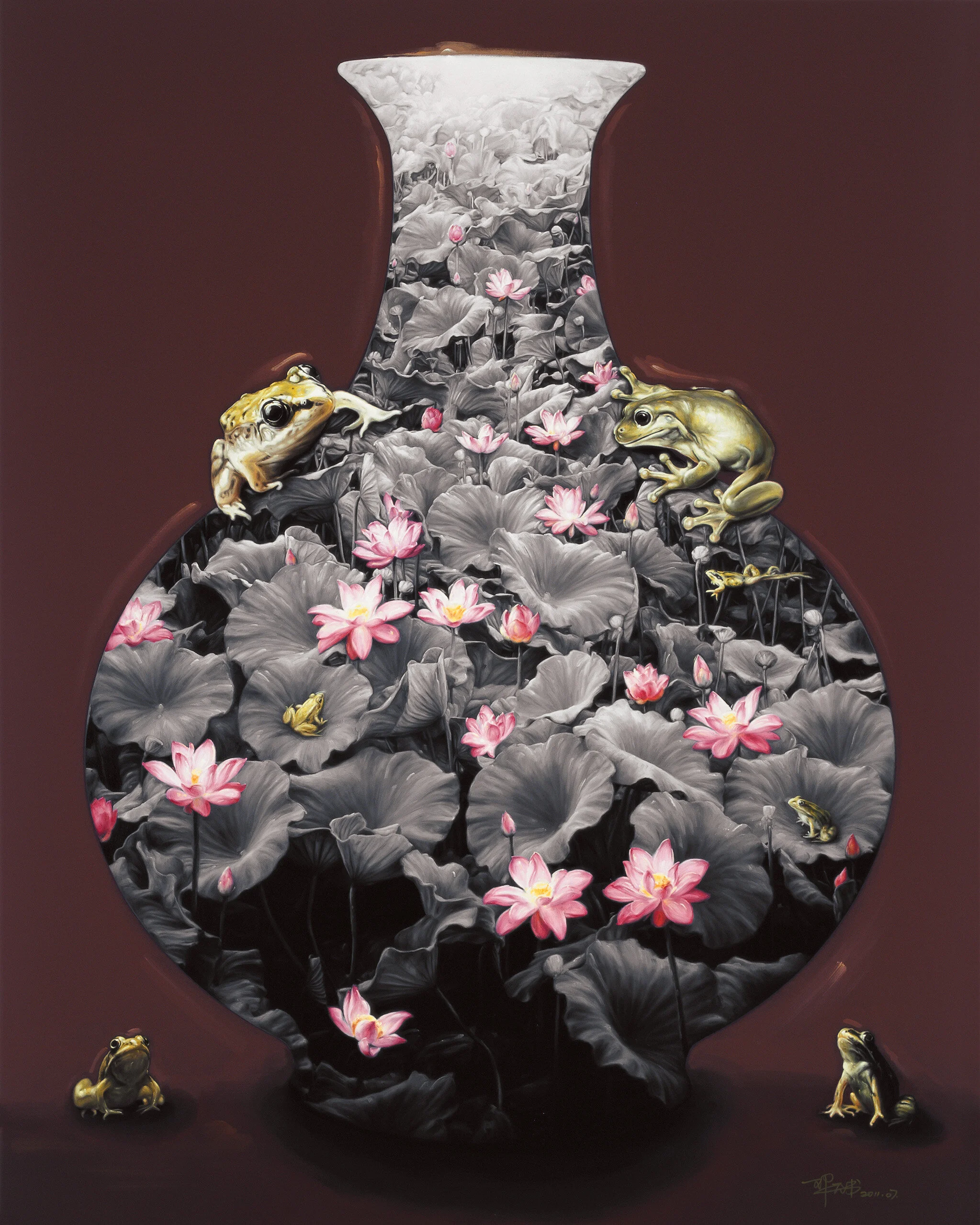 金蟾蜍•古瓷 2號, 150厘米 x 120厘米, 布面油画, 2011。