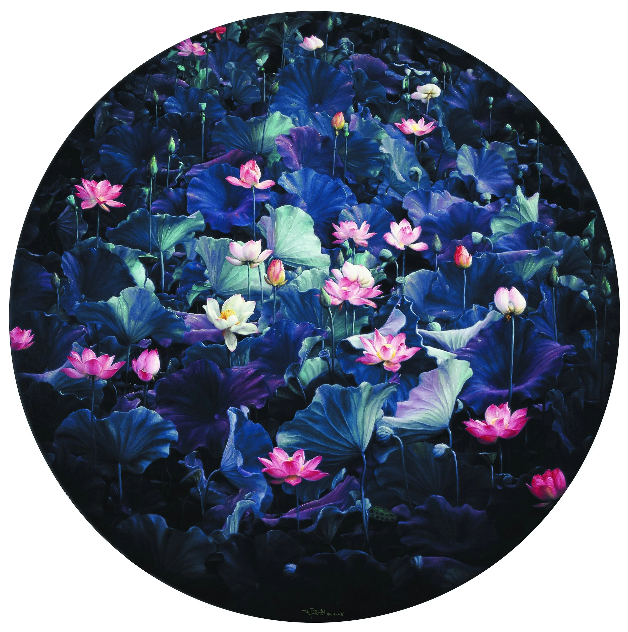 月色荷塘 1號, 150厘米 x 150厘米, 布面油画, 2011。