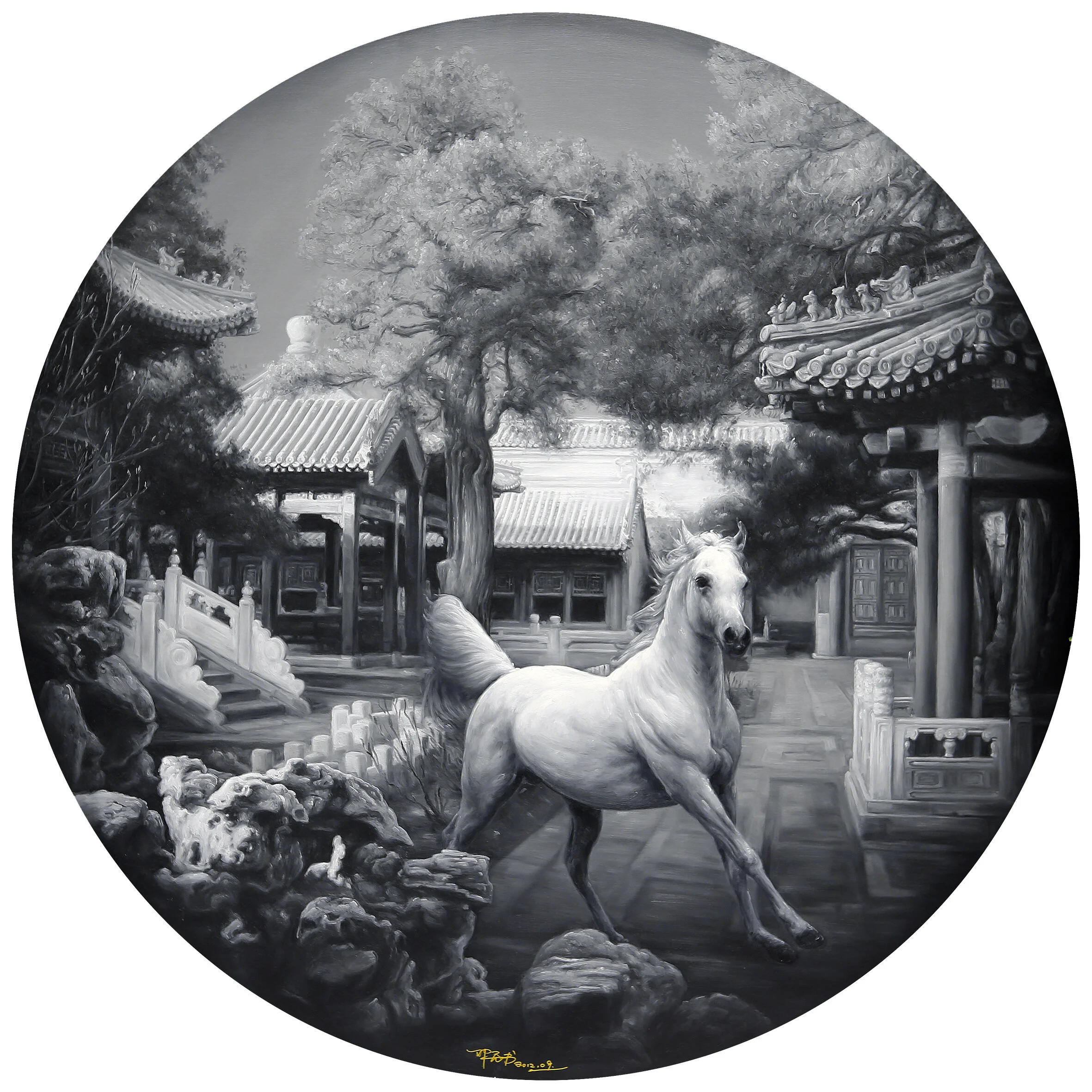 月光 1號, 165厘米 x 165厘米, 布面油画, 2012。
