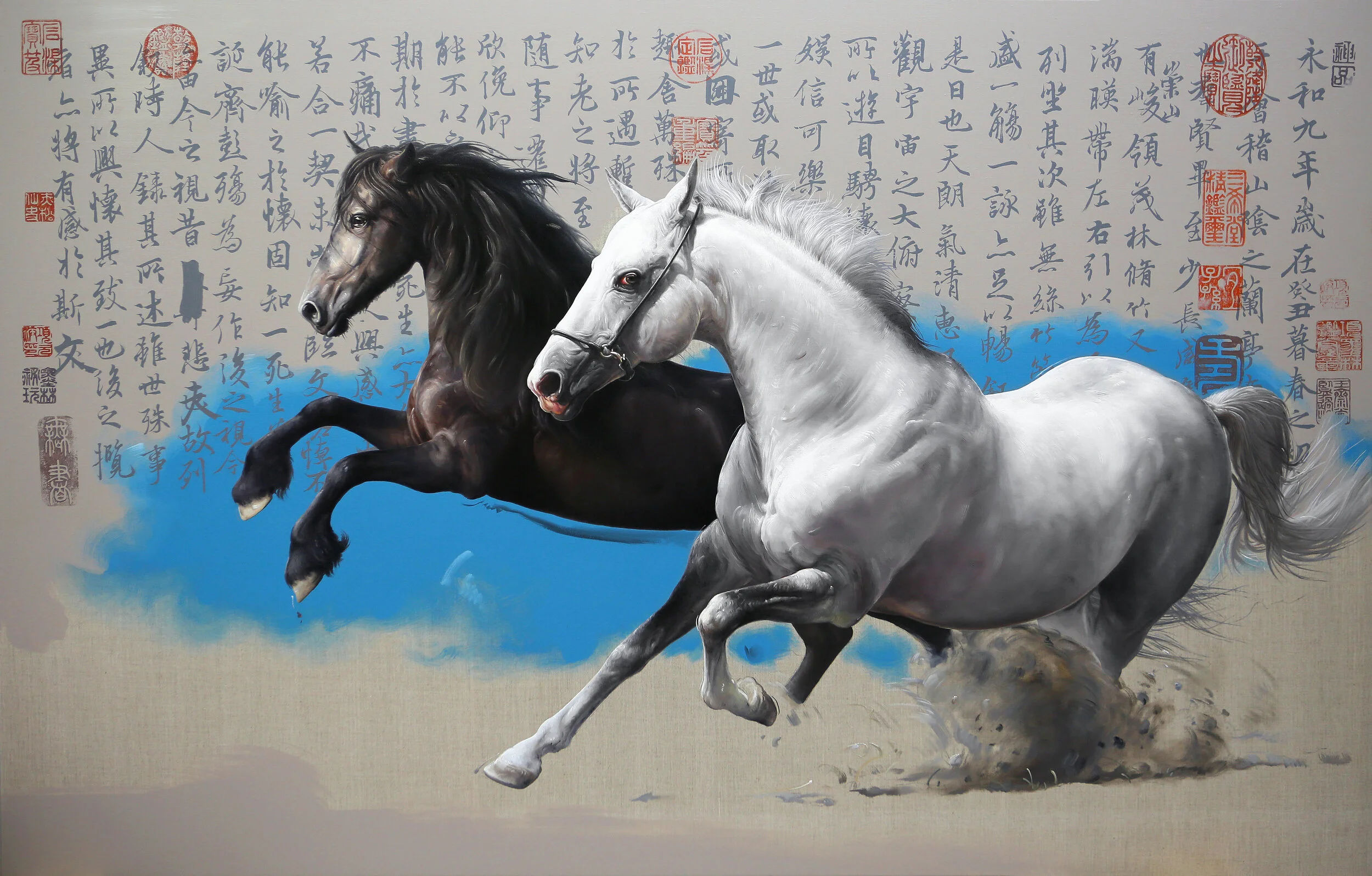 蘭亭序 , 180厘米 x 115厘米, 布面油画, 2021。