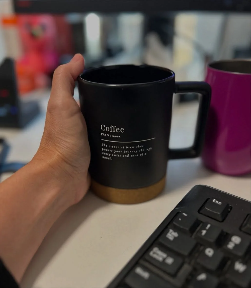 Coffee. The essential brew that powers your journey through all the twists and turns of a novel.
