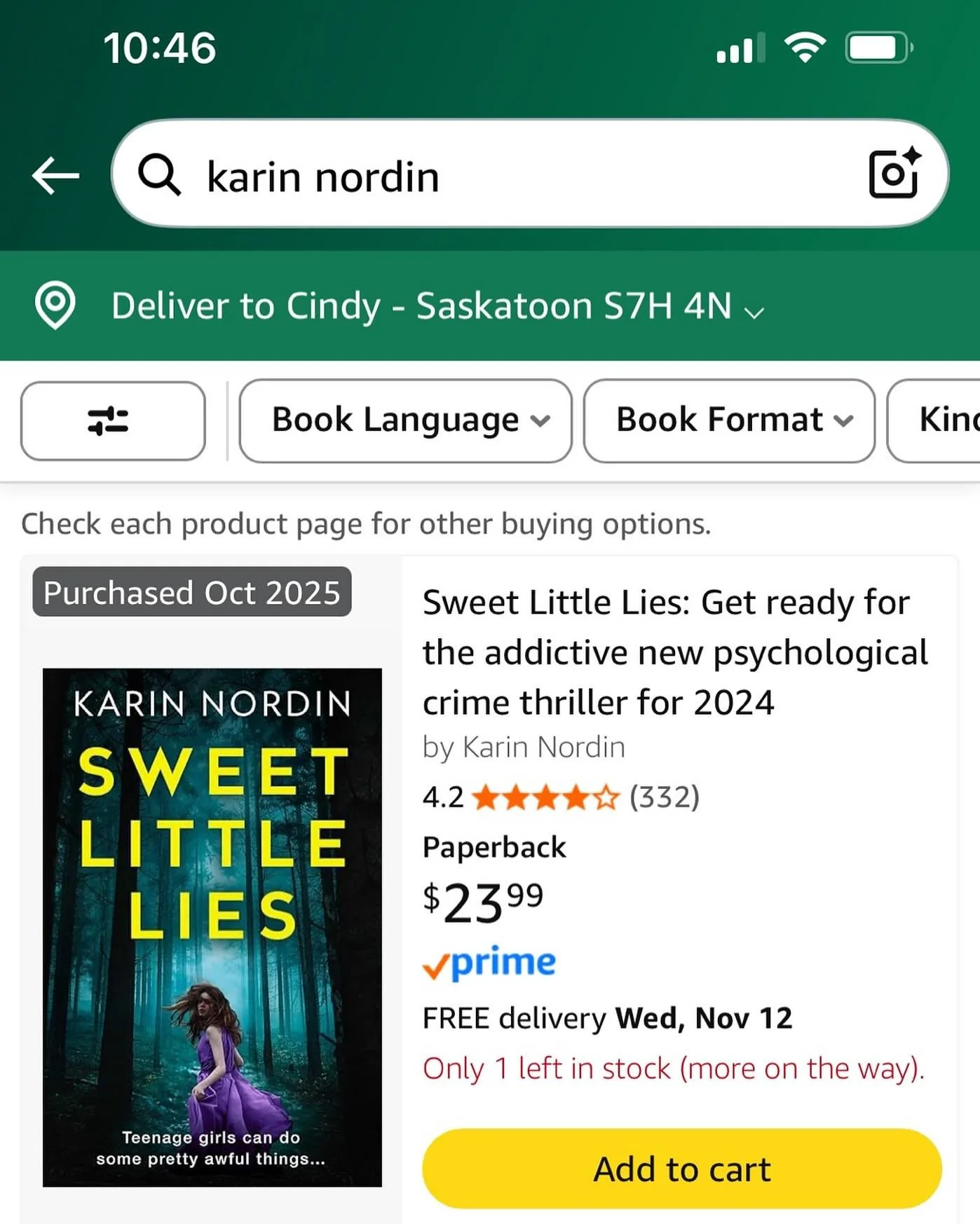 I just finished Karin Nordin&rsquo;s Sweet Little Lies last night. All I can say is SO Good.

If you are attending our Creative Weekend in Waskesui next weekend, there is still time to order your copy!

And if you are unable to attend, pick up the bo