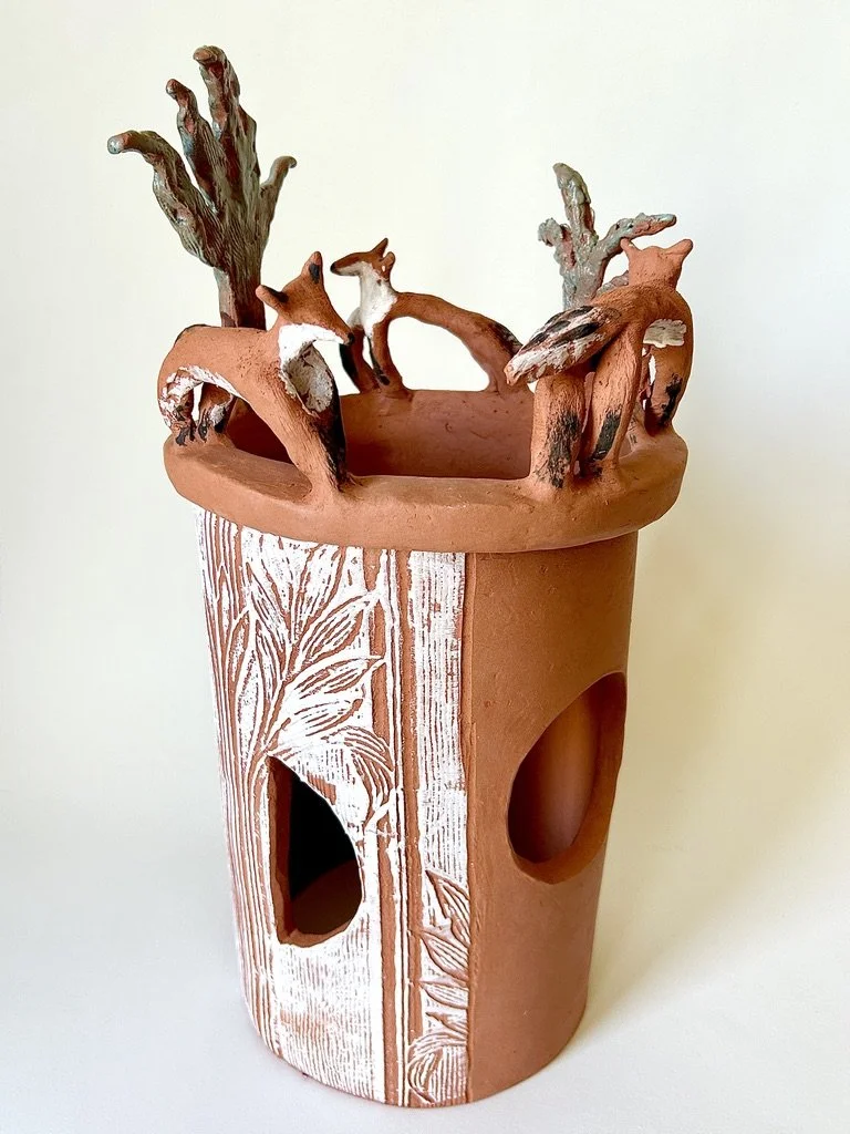 Woodland Fox lantern 9" x 9" x !8"