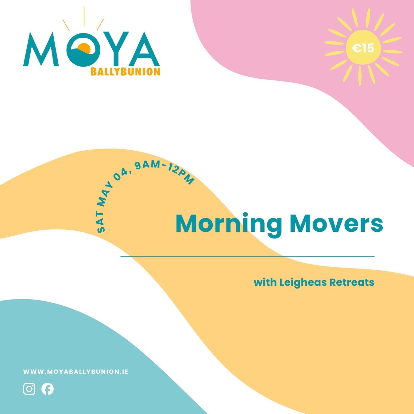 Morning Movers with Leigheas Retreats 💃🕺🏻
Saturday 4th May
09:00 - 12:00
Cliff House Hotel, Cliff Road, Ballybunion.
Rise &amp; Rock Out&rsquo; Dance event created by Cathy Healy &amp; Katie O&rsquo;Brien.
Music and movement to activate and boost 