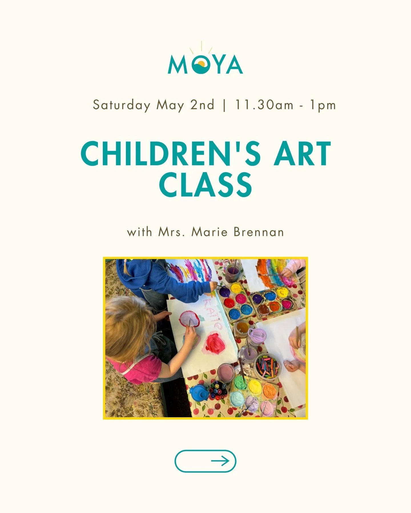 Children&rsquo;s Art Class with Marie Brennan 🎨🧑🏼&zwj;🎨🥰
Saturday 2 May 2026
11:30am -  13:00pm
Welcome to the Children&rsquo;s Art &amp; Craft Class at Cottage Art Studio!

Let your little ones unleash their creativity and imagination in this f