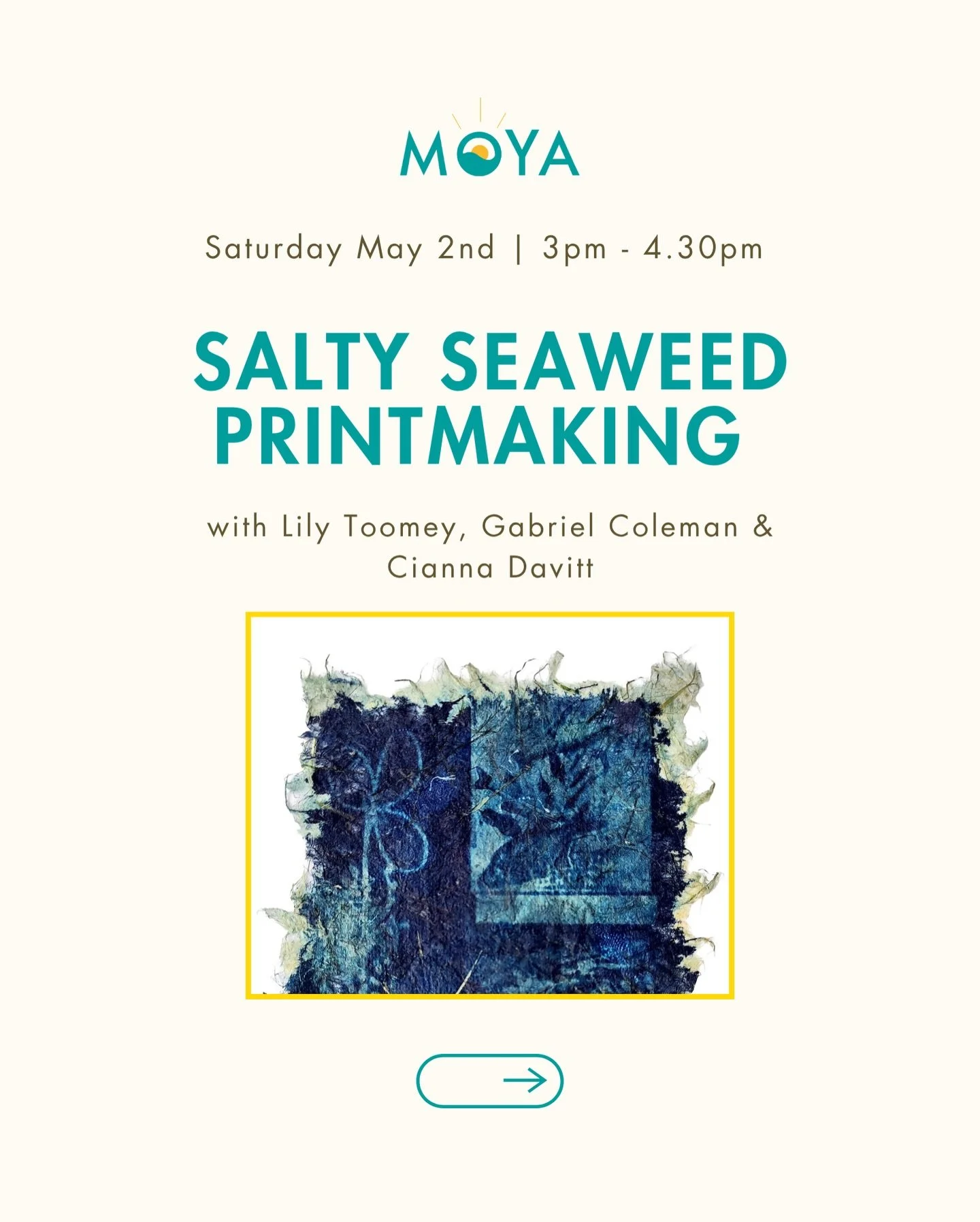 Salty Seaweed Printmaking with Lily Toomey, Gabriel Coleman &amp; Cianna Davitt 💙

Saturday 2nd May 2026
15:00 - 16:30

Dive into Irish seaweed history, make your own seaweed salt print, and snack on seaweed scones during this wet and wild workshop.