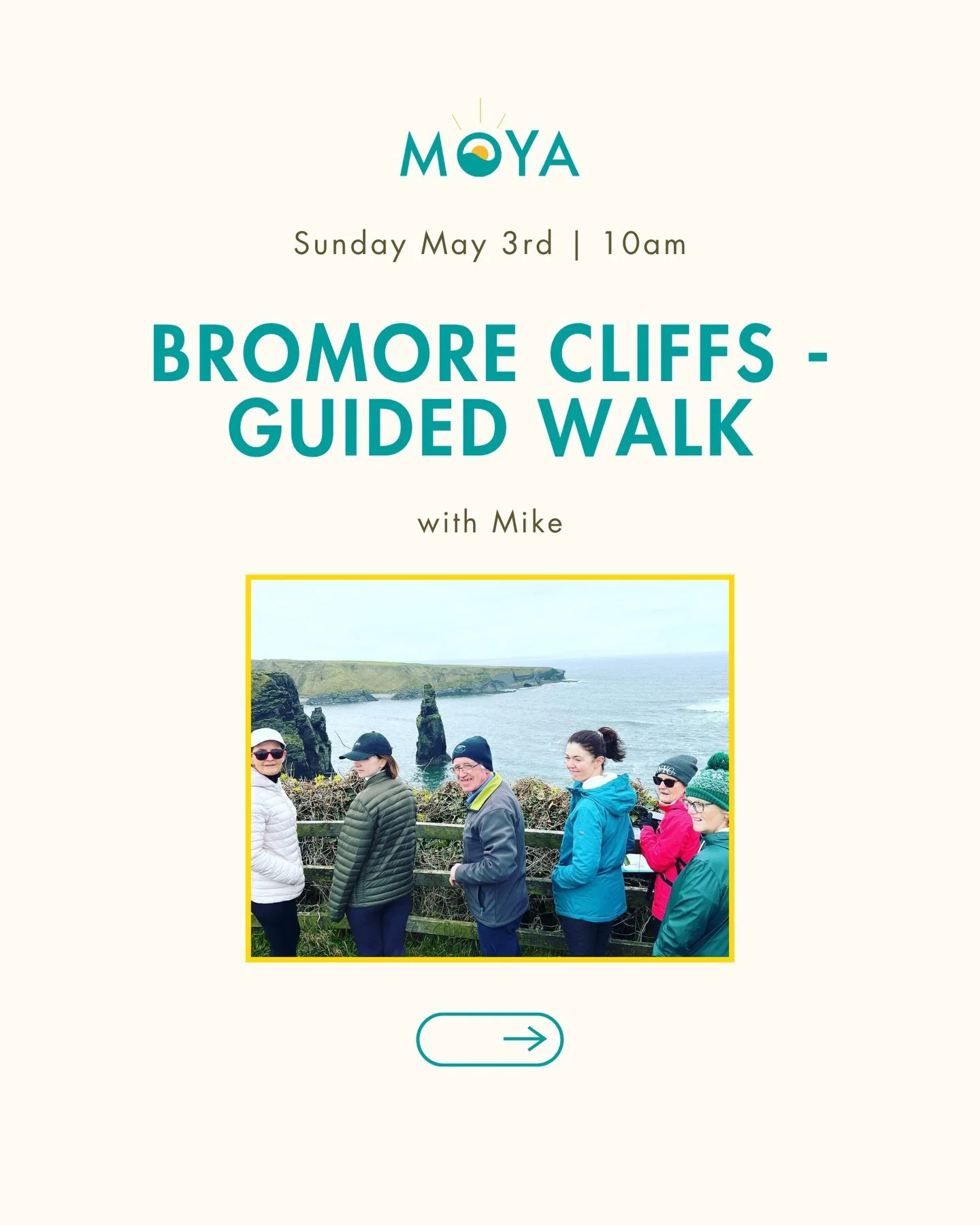 Bromore Cliffs - Guided walk with Mike @bromorecliffs 

Sunday 3rd May 2026
10:00 - 11:00am

Come join us for a fantastic guided walk along the stunning Bromore Cliffs in Ballybunion. Owner Mike will lead you on a journey through this beautiful natur