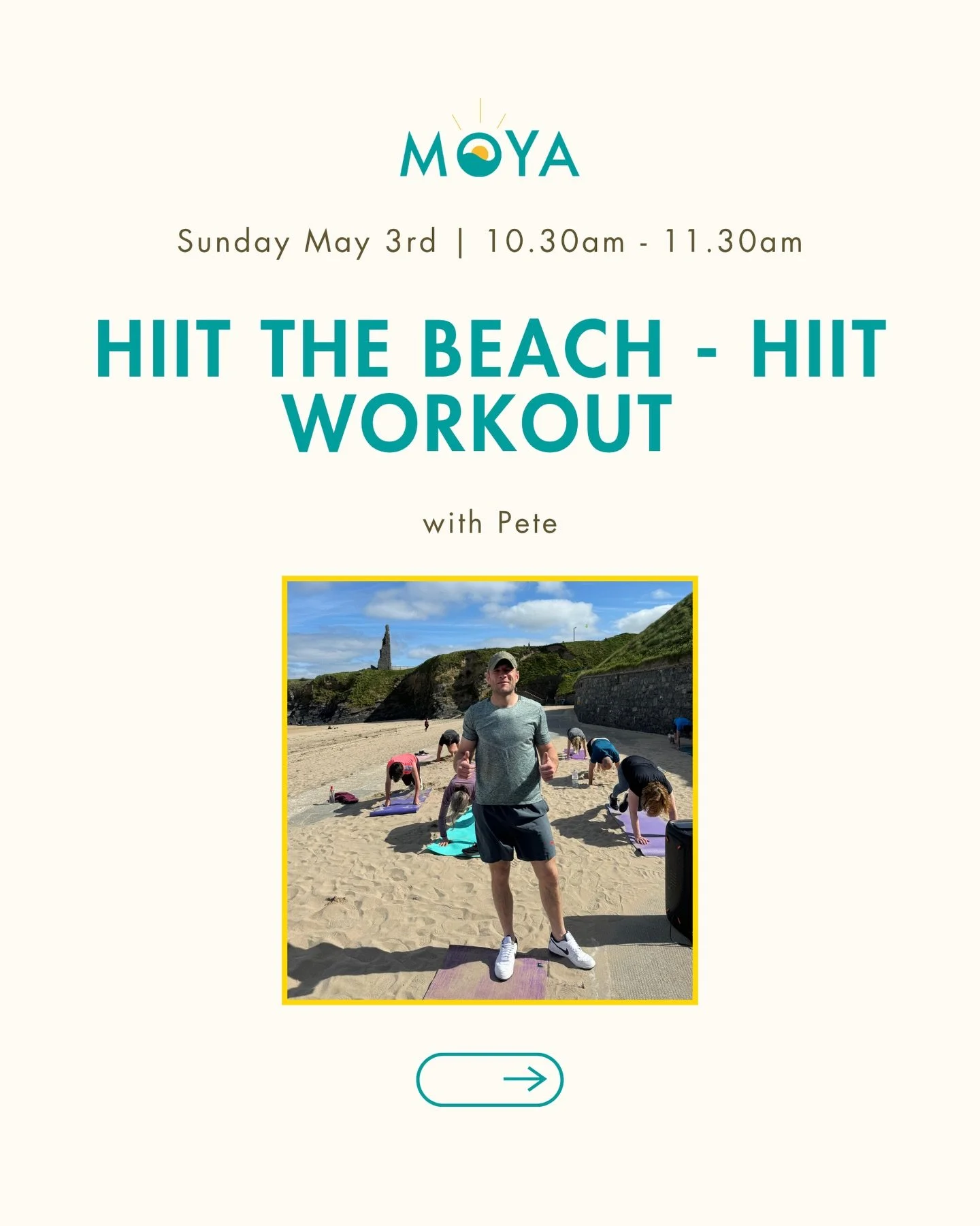 HIIT The Beach - HIIT Workout with Pete 💪🏻🏖️ 
@peterodonoghue_levels 

Sunday 3rd May 2026
10:30 - 11:30am

High-Intensity Interval Training. 

A bodyweight workout on the beach! Expect to get a good workout in and have a bit of a laugh also. That