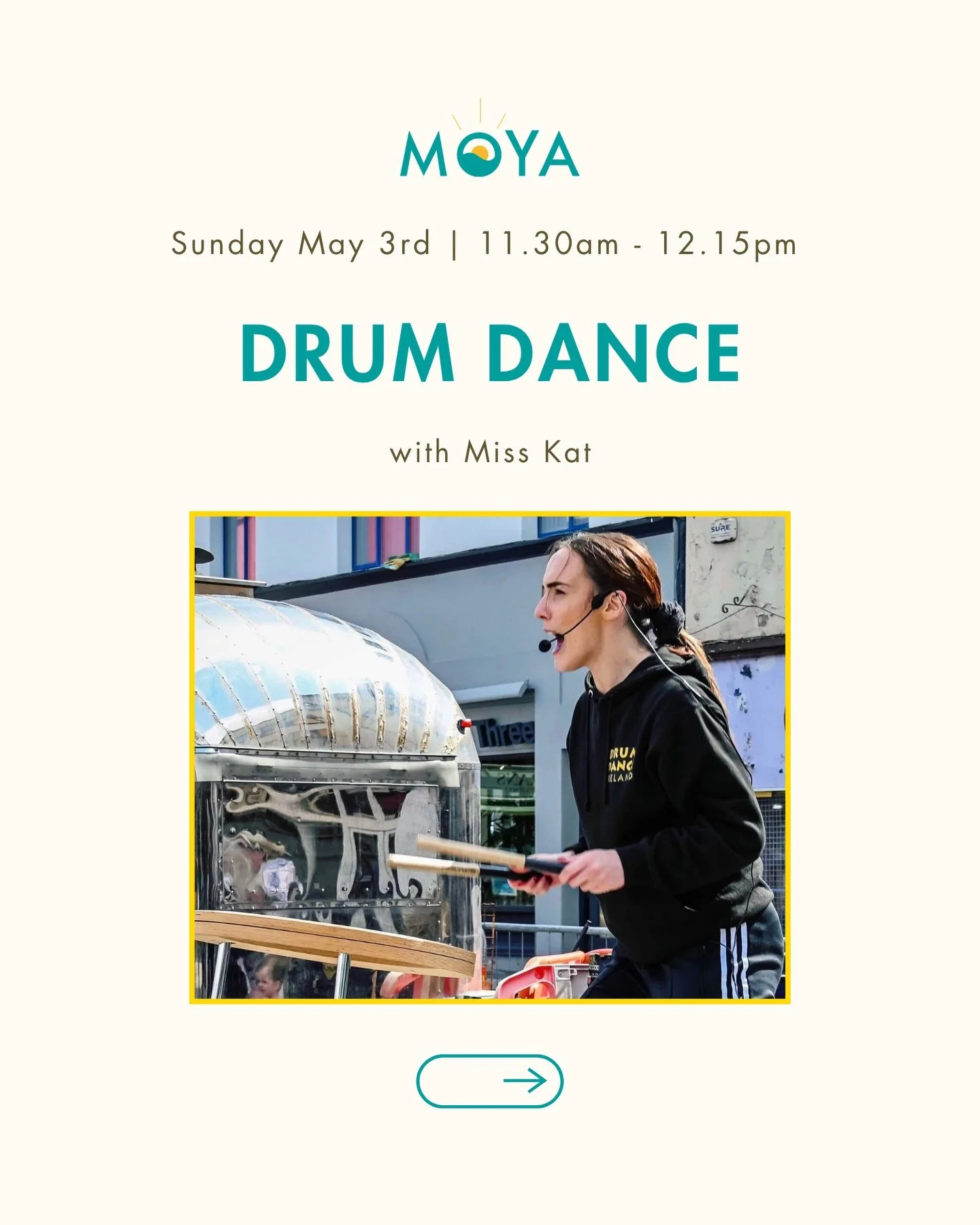 Drum Dance with Miss Kat 🪘🥁💃 @drumdanceireland 
FREE EVENT!! 
Sunday 3rd May 2026
11:30am - 12:15pm

Come join us for a fun and energetic drum dance event with the one and only Miss KAT! Get ready to move your body to the beat and feel the rhythm 