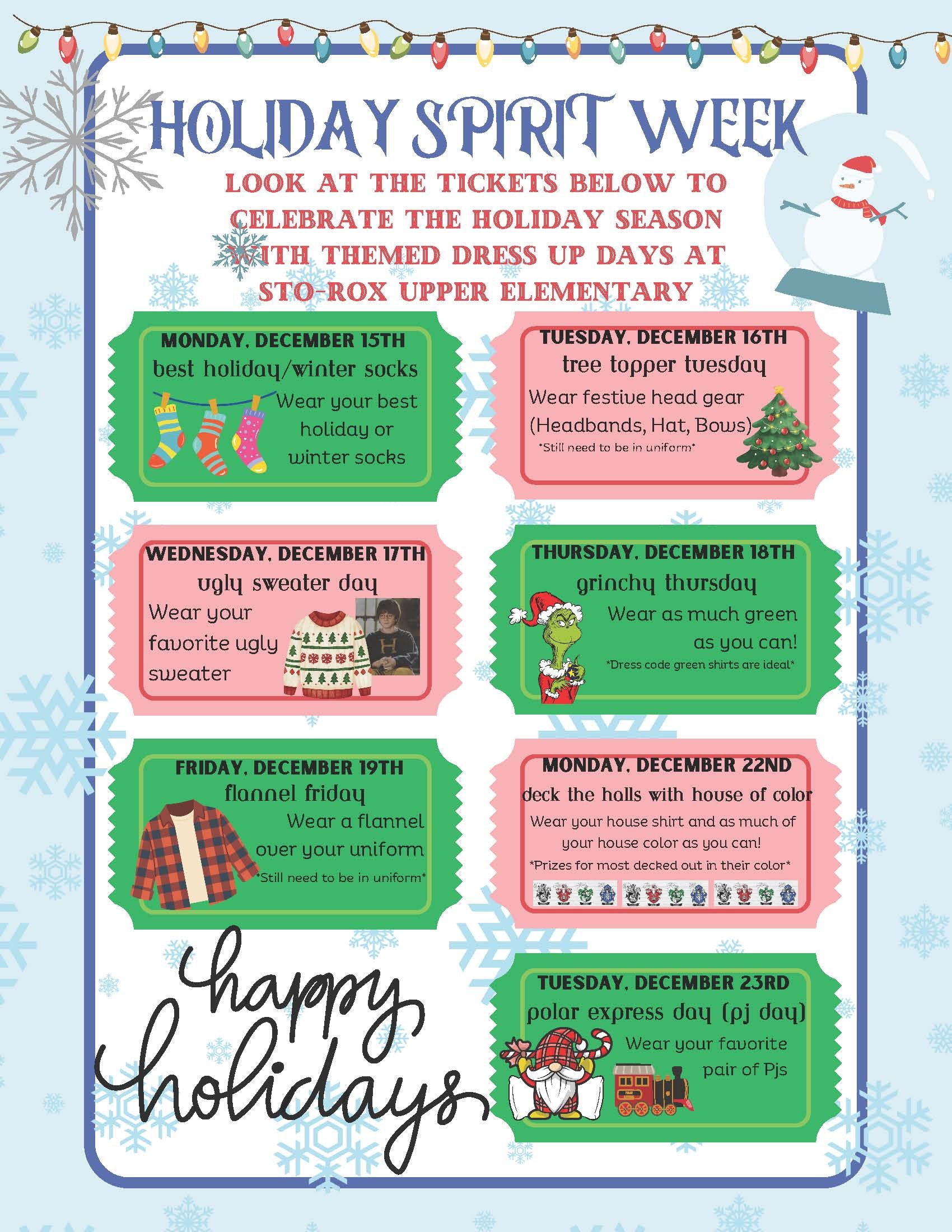 Sto-Rox Upper Elementary Holiday Spirit Week
