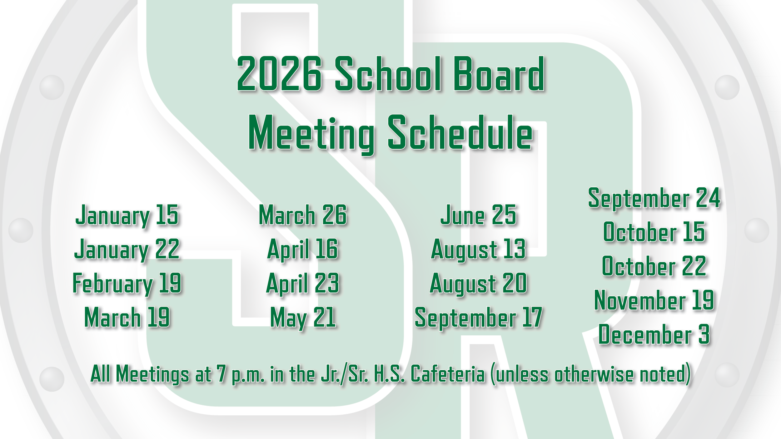 2026 Sto-Rox School Board Meeting Schedule Set