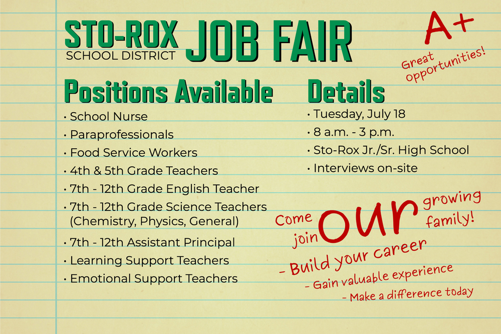 StoRox School District Job Fair Scheduled — StoRox School District