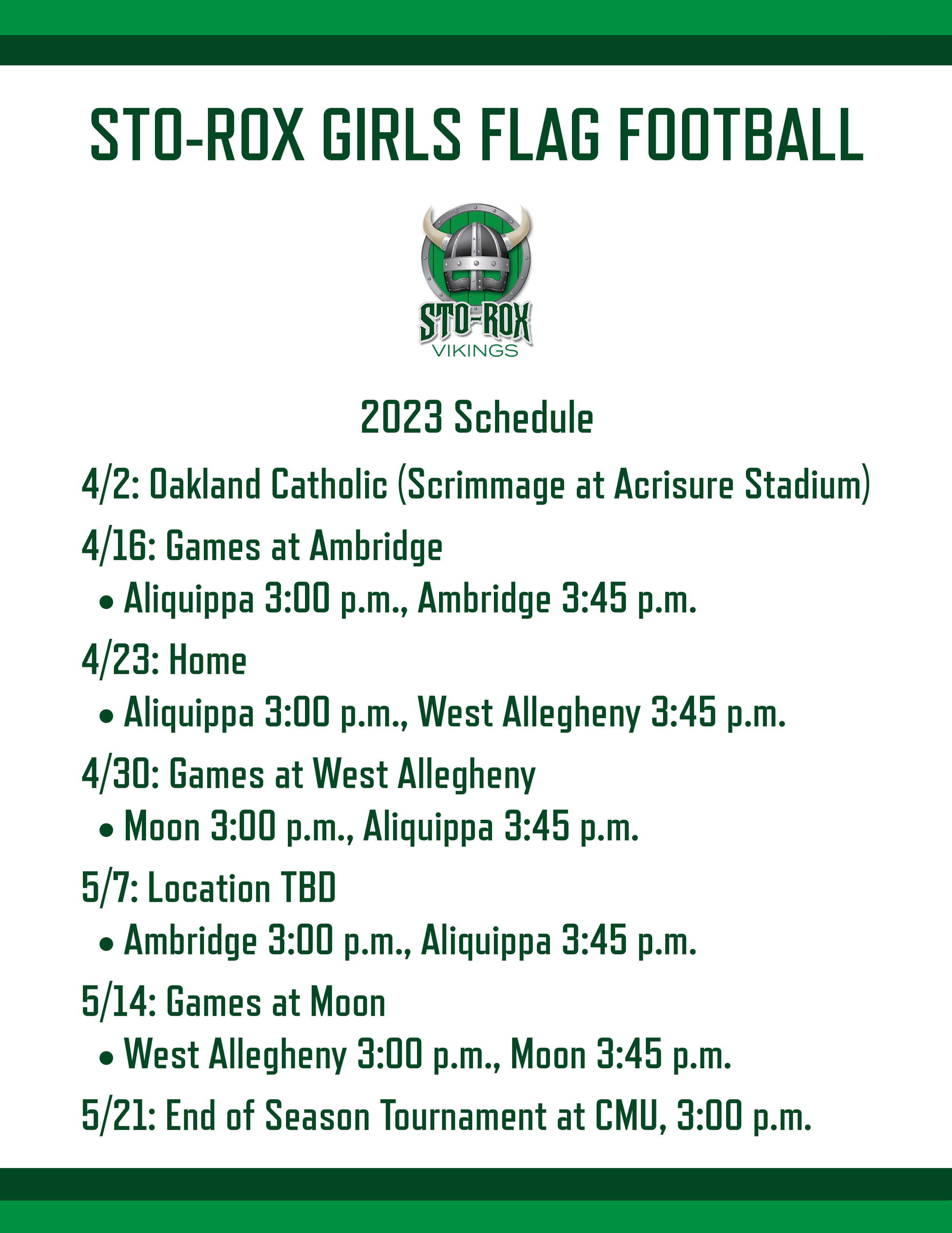 Girls Flag Football — Sto-Rox School District
