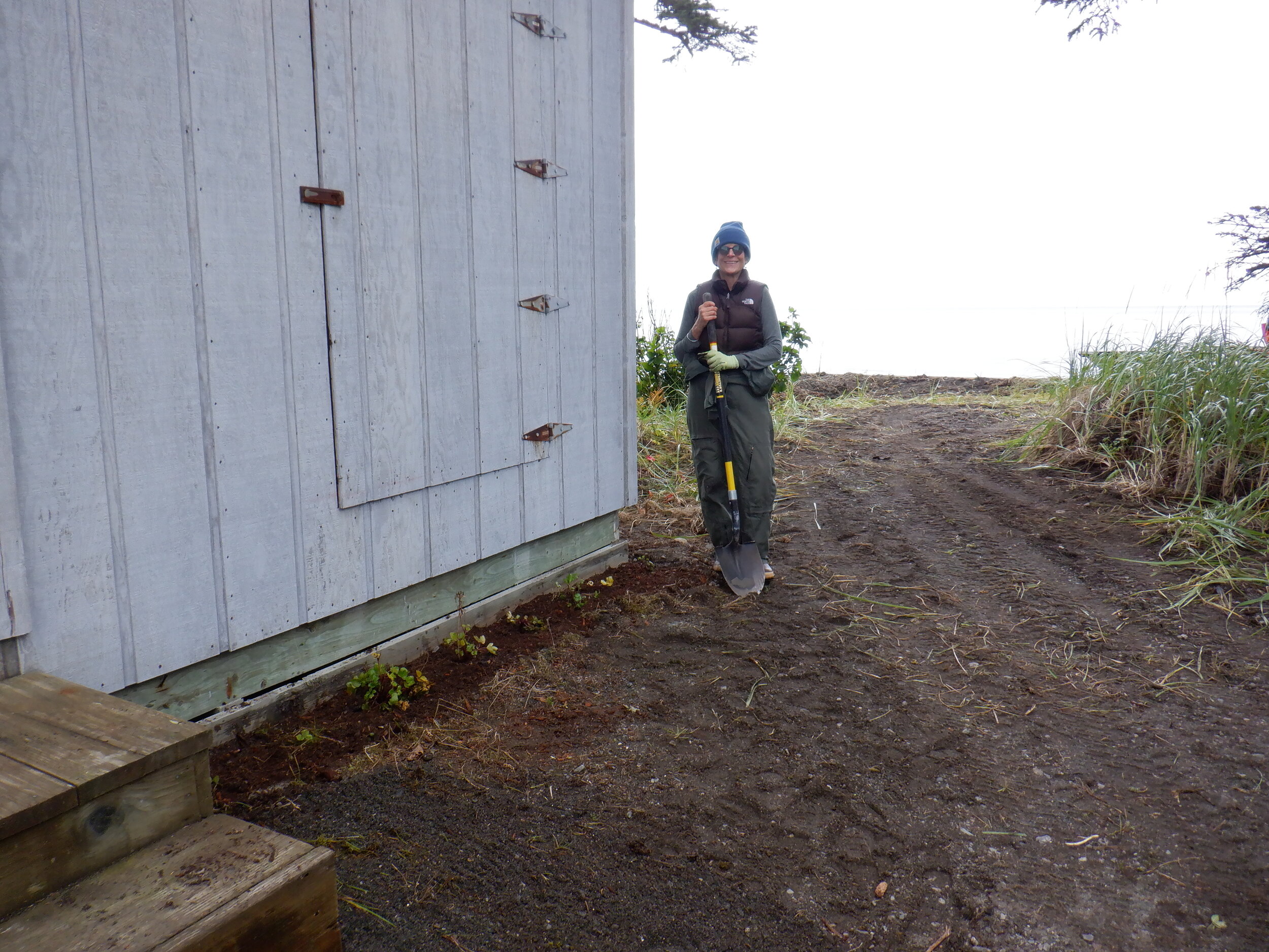 Me (Heidi!) helping with landscaping on MacDonald Spit
