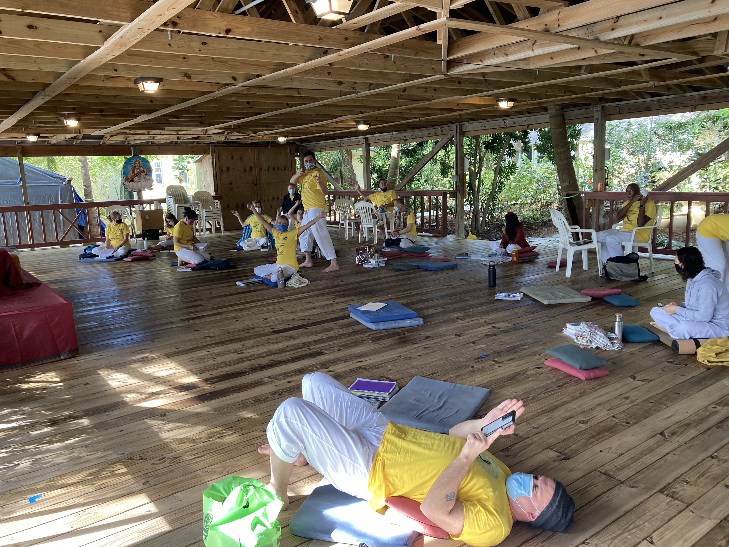 The lecture platform where YTT students learn yoga philosophy.