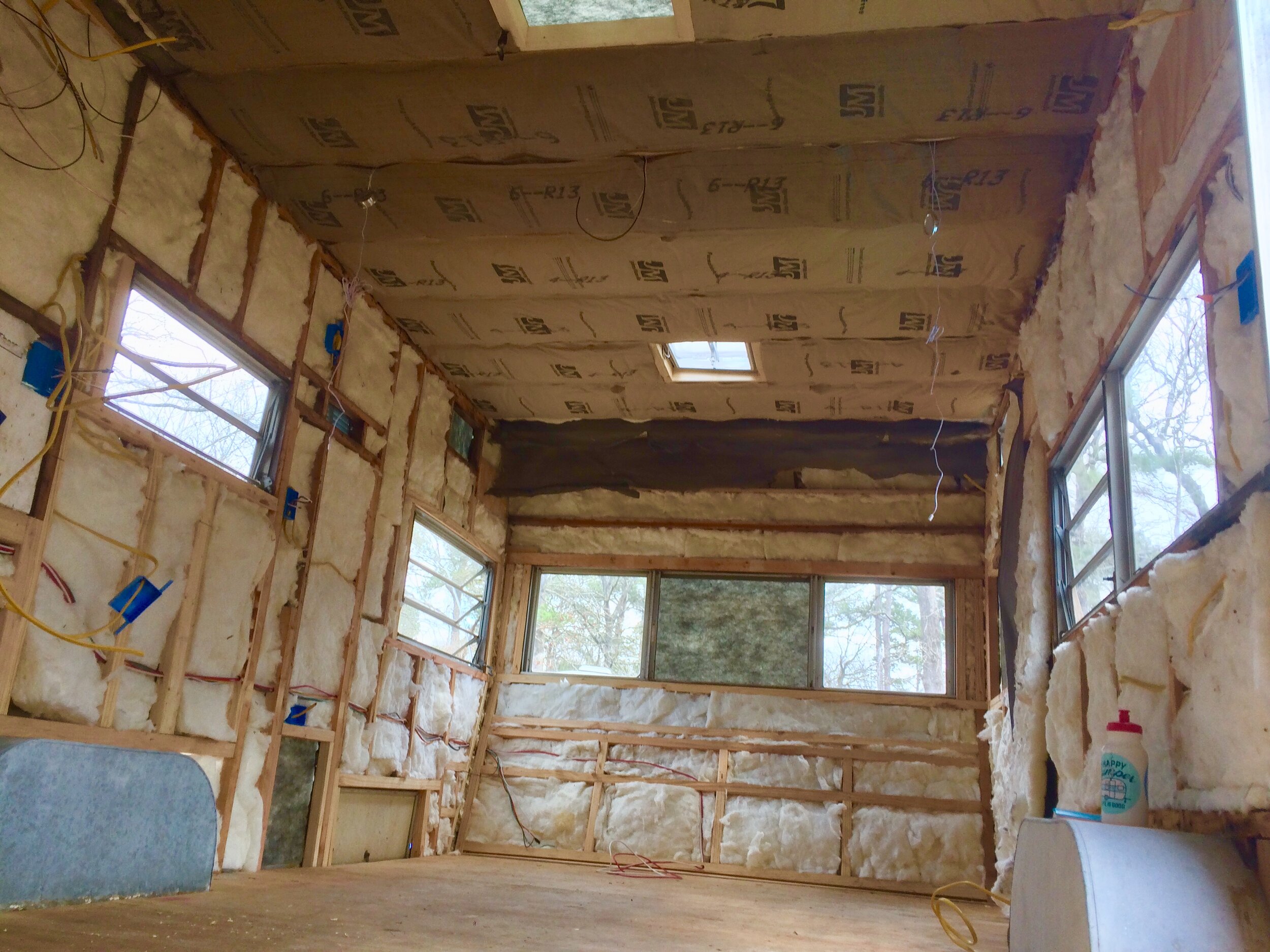 Margie is insulated and ready for ceiling and wall installation.