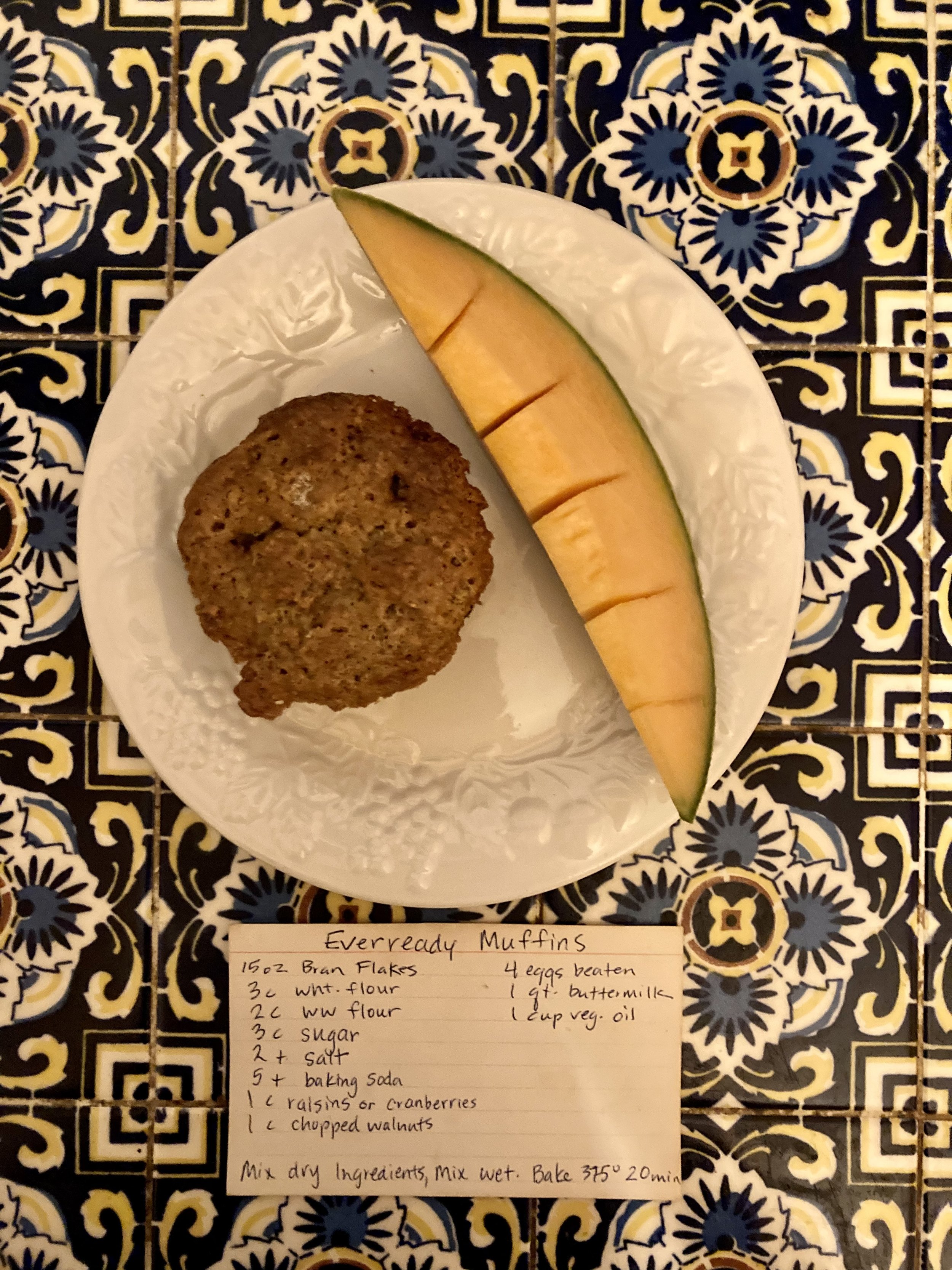 Homemade muffins from a recipe written down more than thirty years ago at my first innkeeping job in New Hampshire's White Mountains.