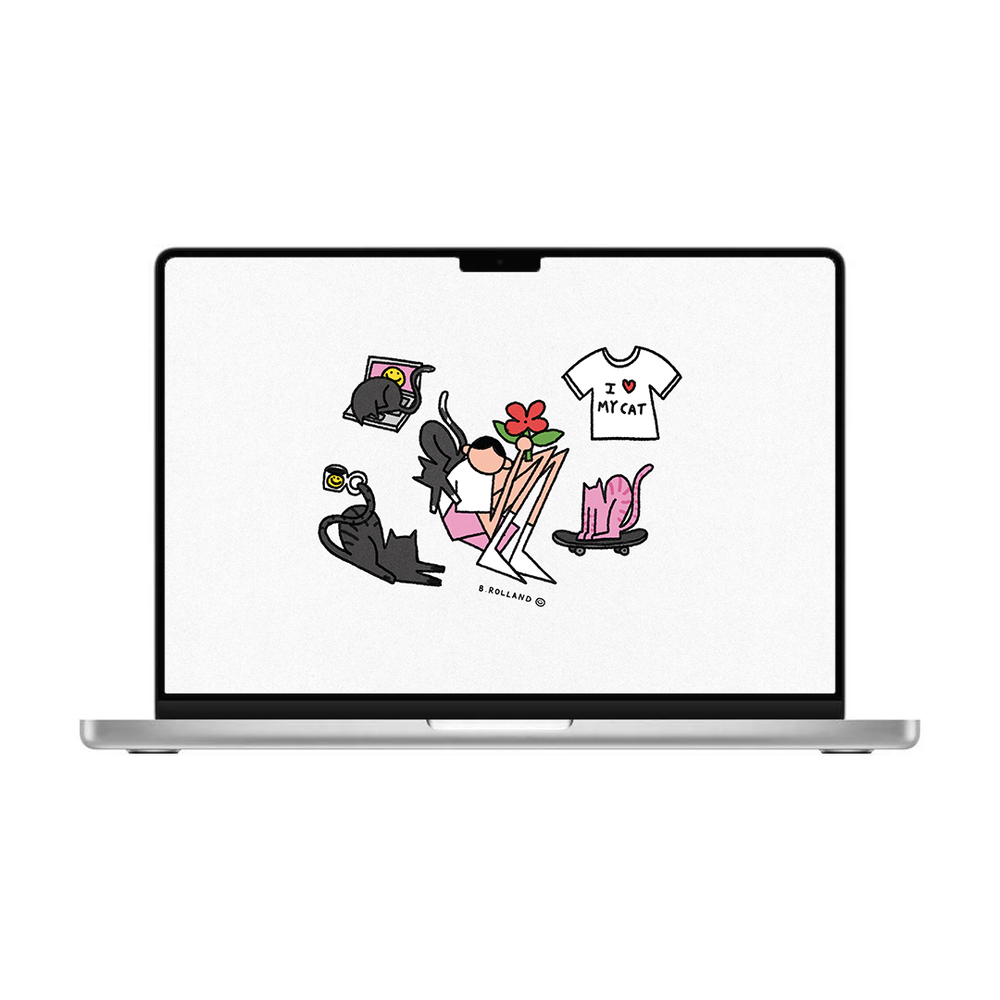 Fond d'écran Love my cat stickers, sur un Mac