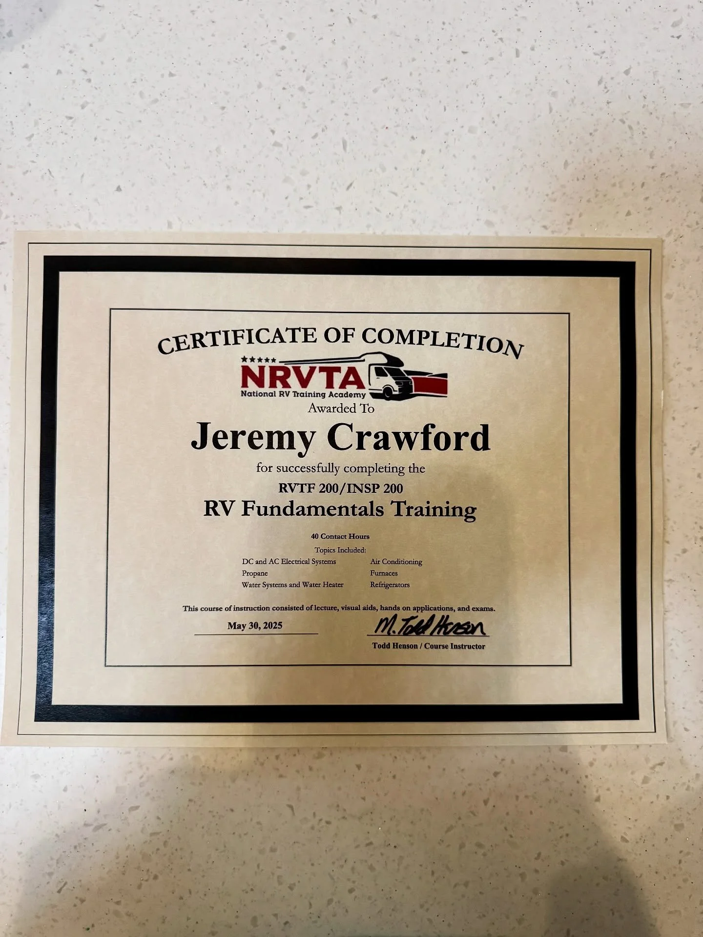 I have spent the last 5 weeks at @the_nrvta completing my RV Service Technician Certification. It was a hard 5 weeks covering topics like:
&bull;RV Fundamentals
&bull;Absorption &amp; 12v Refrigerators
&bull;Air Conditioners
&bull;RV Exteriors (slide