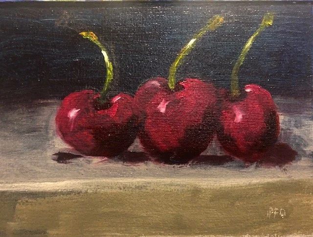 Cherries. 5" x 7" oil. $300